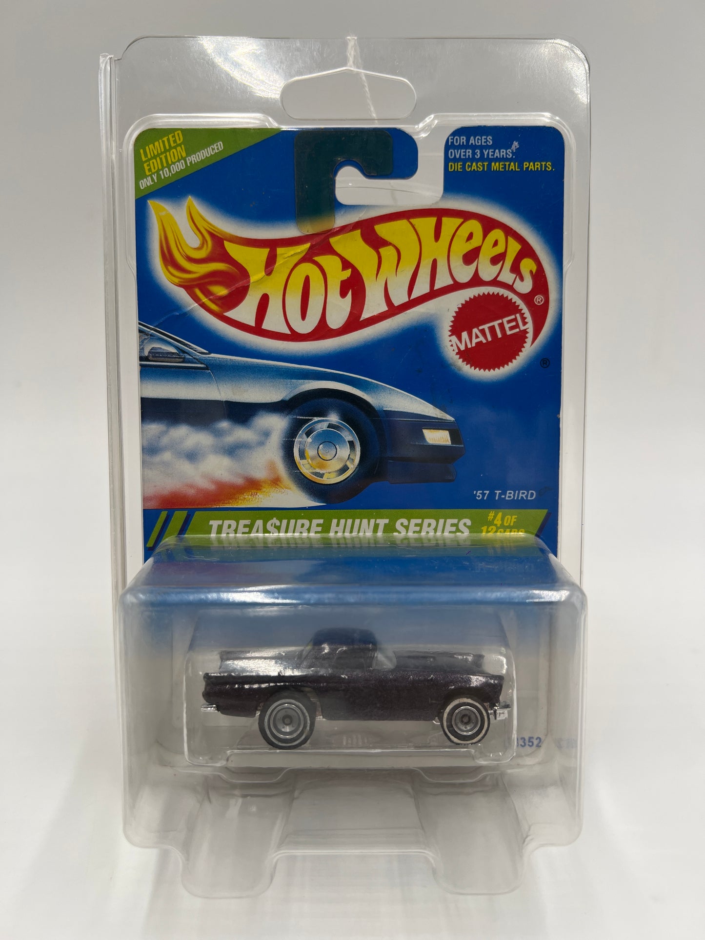 1995 Hot Wheels Treasure Hunt Series #4 Real Riders 57 T-Bird W/Protector Card Has Wrinkles