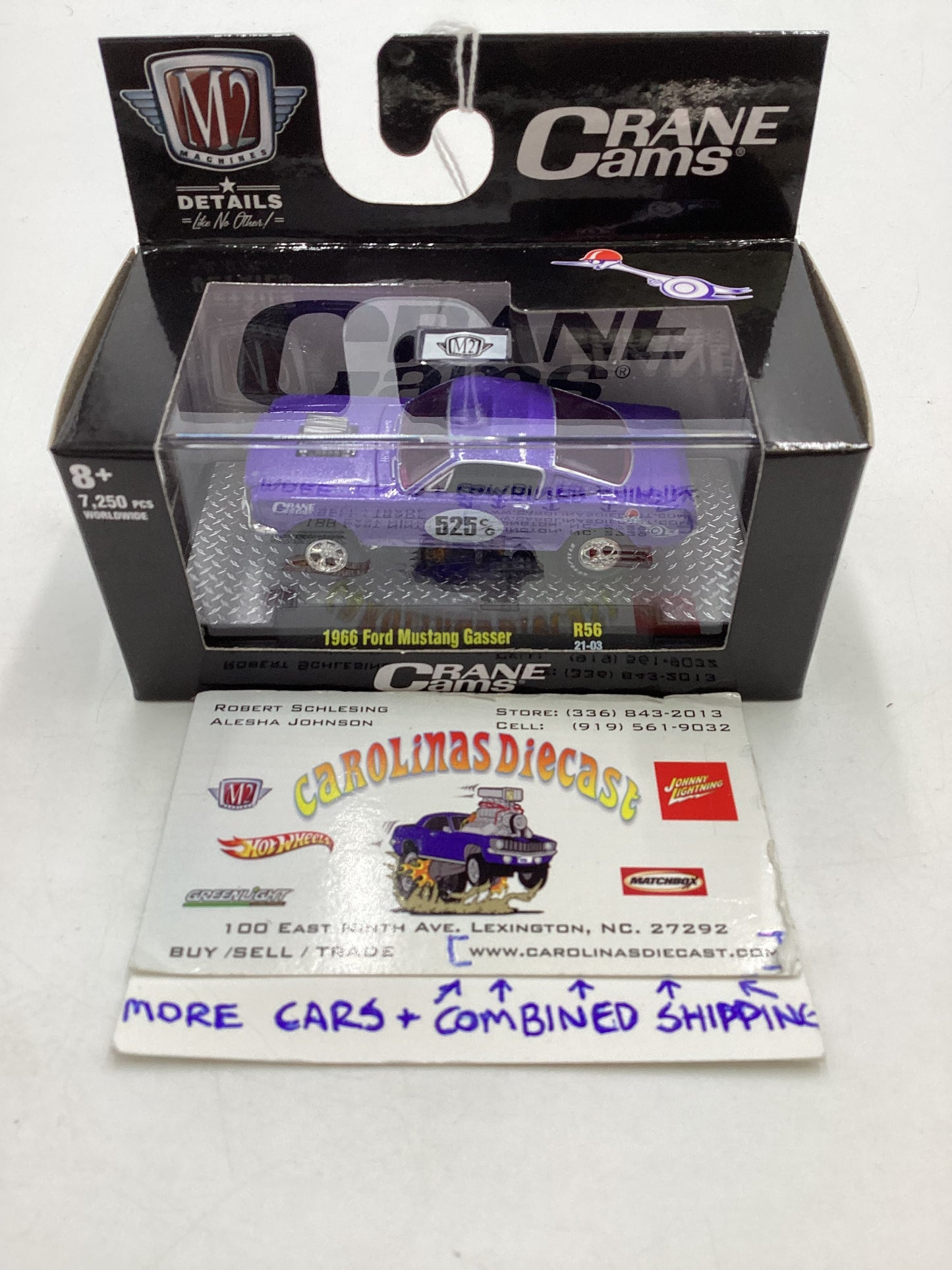 M2 Machines Crane Cams 1966 Ford Mustang Gasser Purple R56