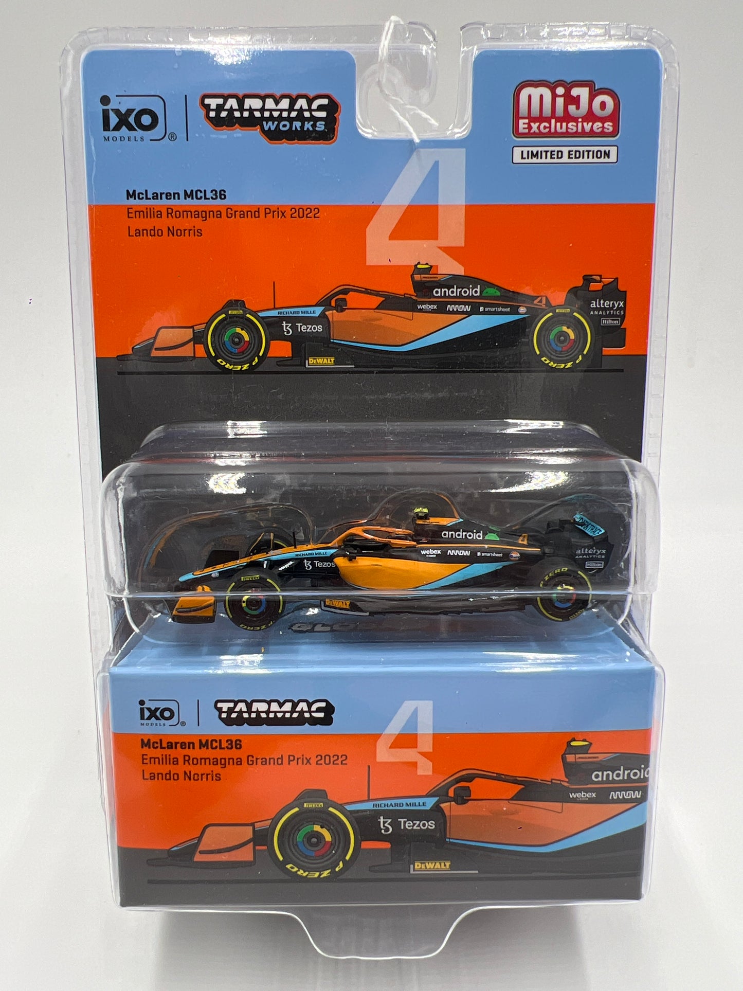 Tarmac Works X IXO Models Mijo Exclusives 2022 Grand Prix Lando Norris #4 Android McLaren MCL36