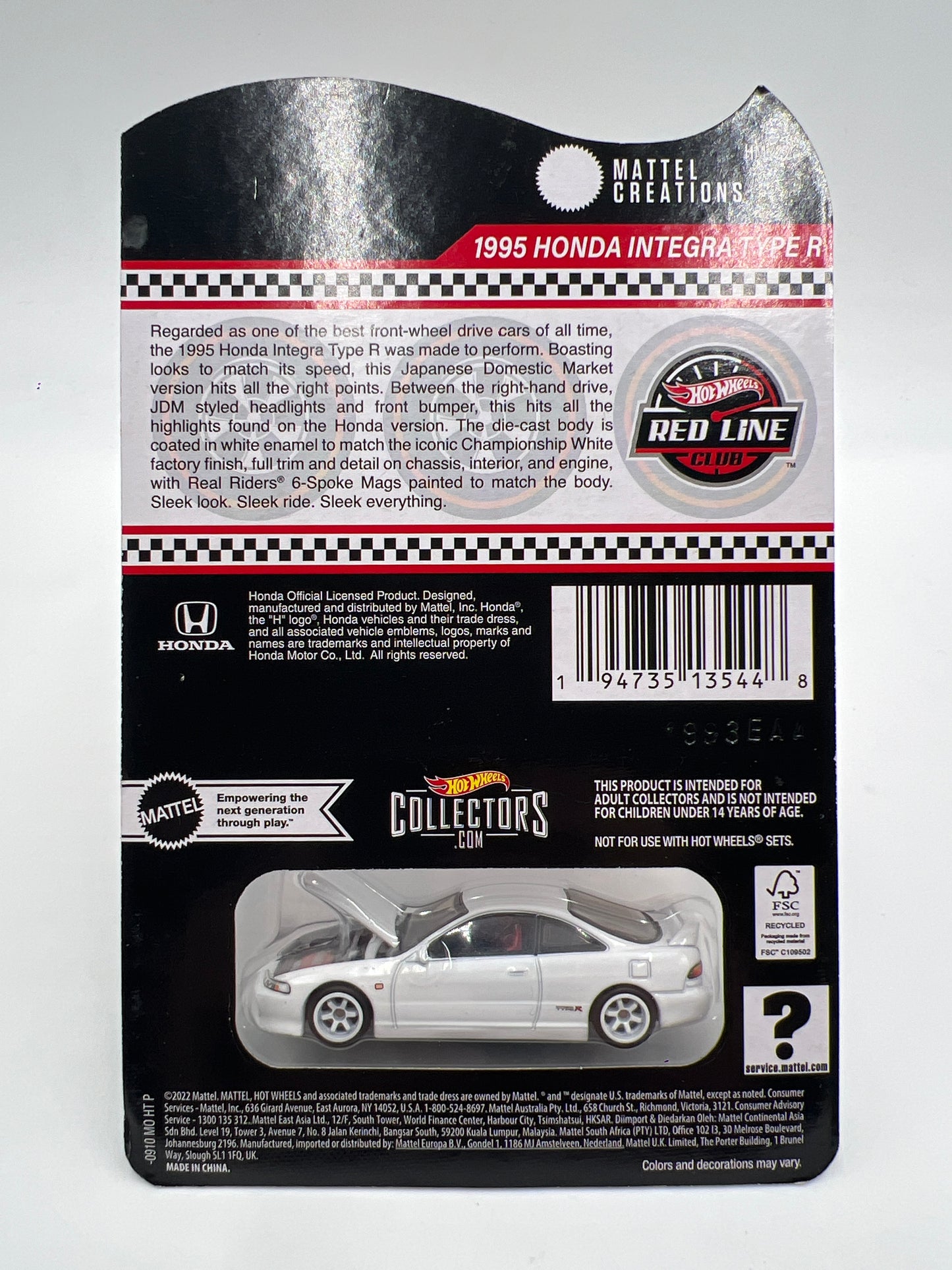 2023 Hot Wheels RLC 1995 Honda Integra Type R White W/Protector