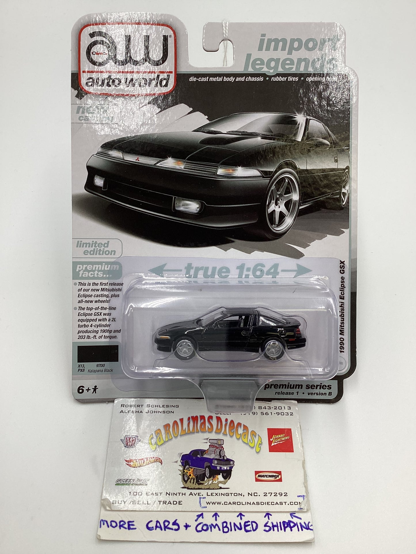 Auto World Import Legends Release 1 Version B 1990 Mitsubishi Eclipse GSX Black