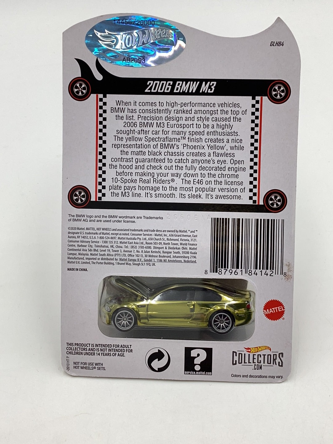 Hot wheels redline club 2006 BMW M3 Gold 14456/20000 with protector