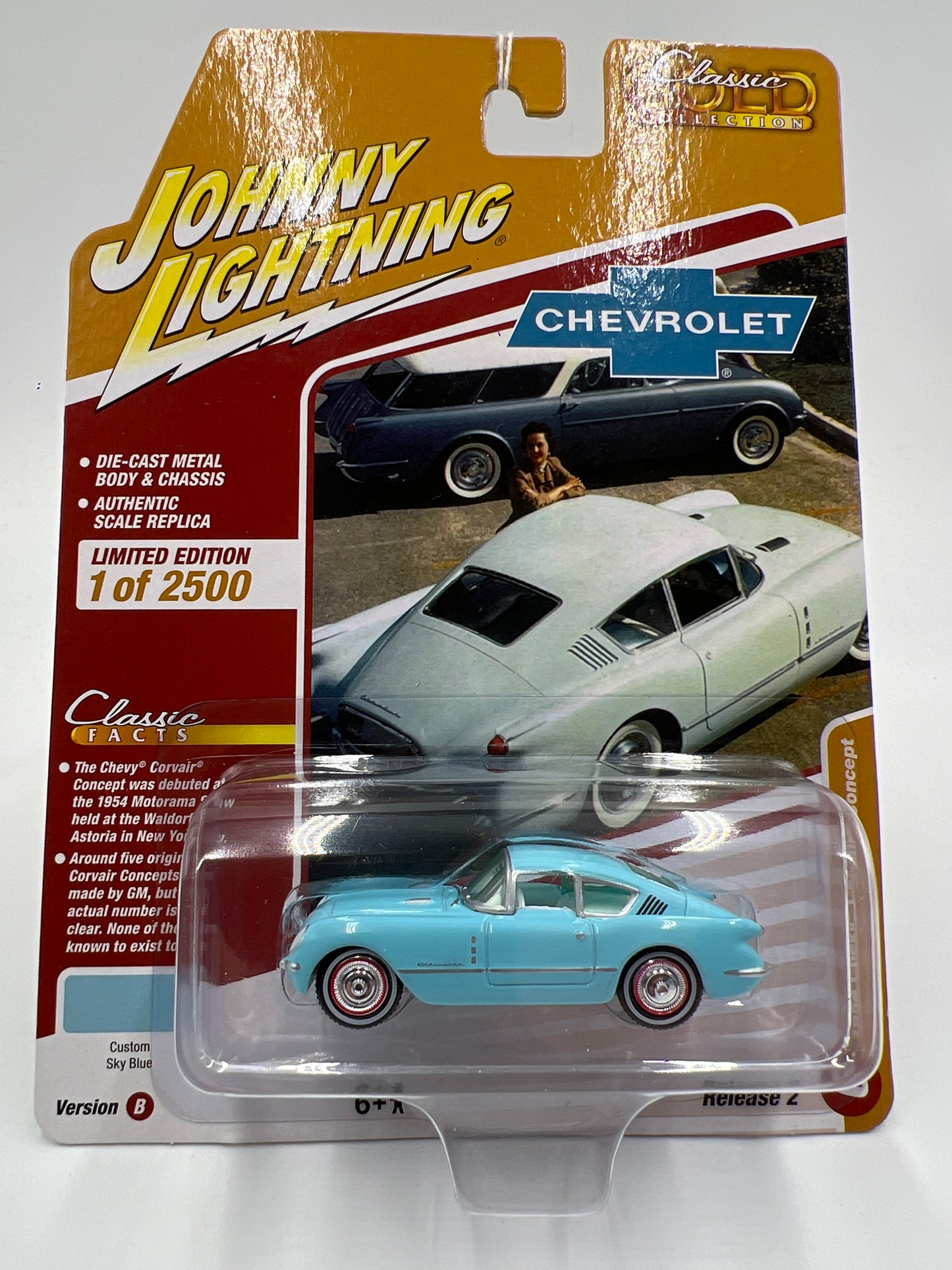 Johnny Lightning Classic Gold Release 2 Version B 1954 Chevy Corvair Concept Light Blue 229C