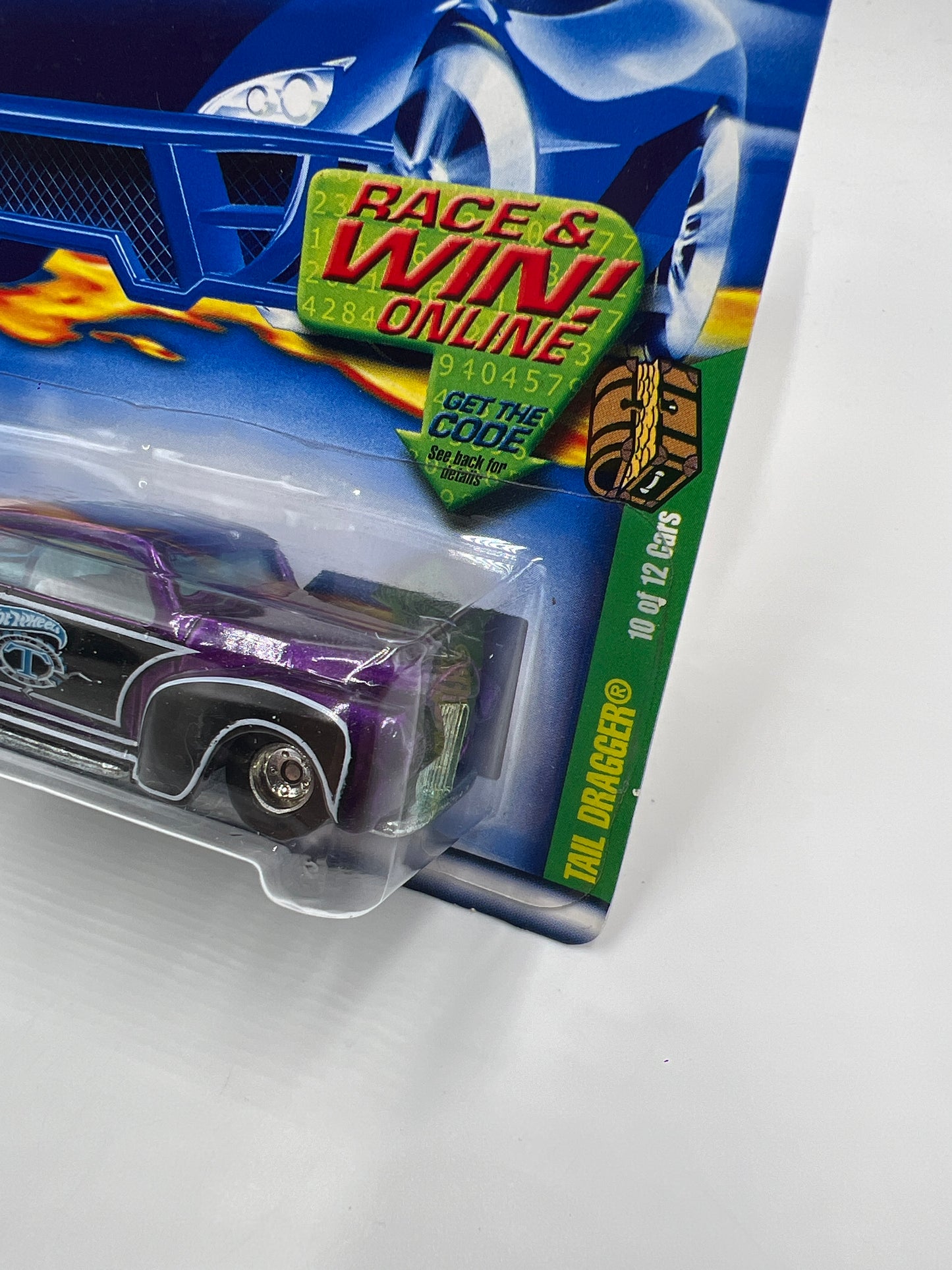 2002 Hot Wheels Treasure Hunt #10 Tail Dragger Purple W/Real Riders 273E