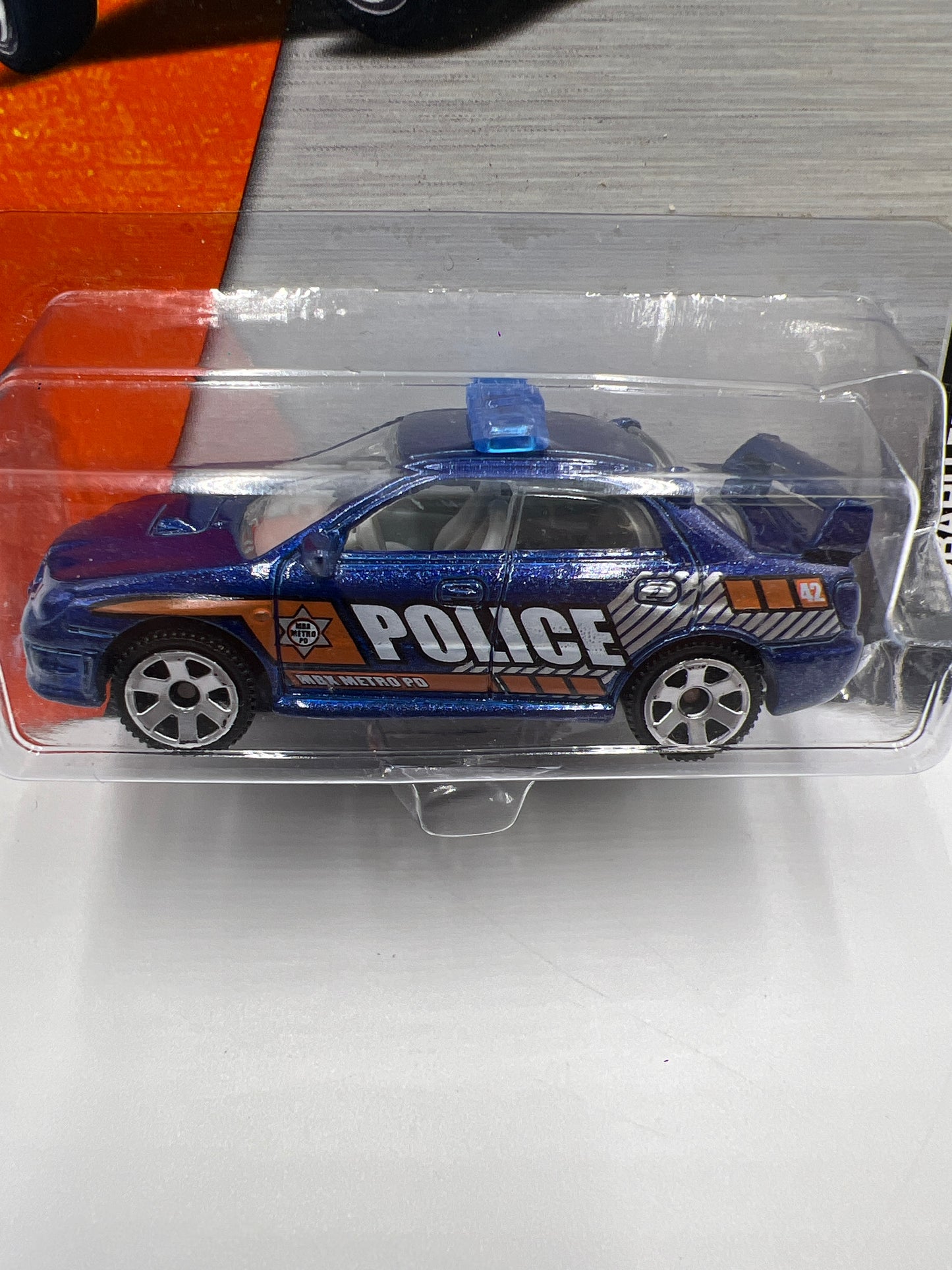 Matchbox MBX 2014 Collection Subaru Impreza WRX Police Blue Bad Card 208B