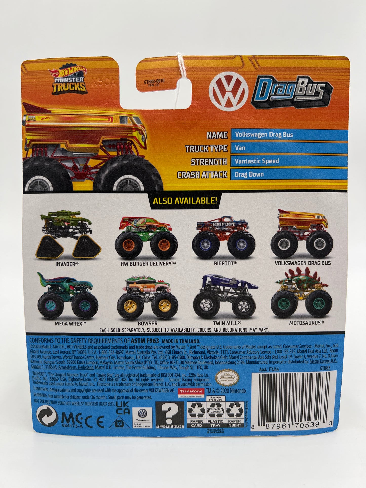 2021 Hot Wheels Monster Trucks Paint Crush #29 VW Drag Bus