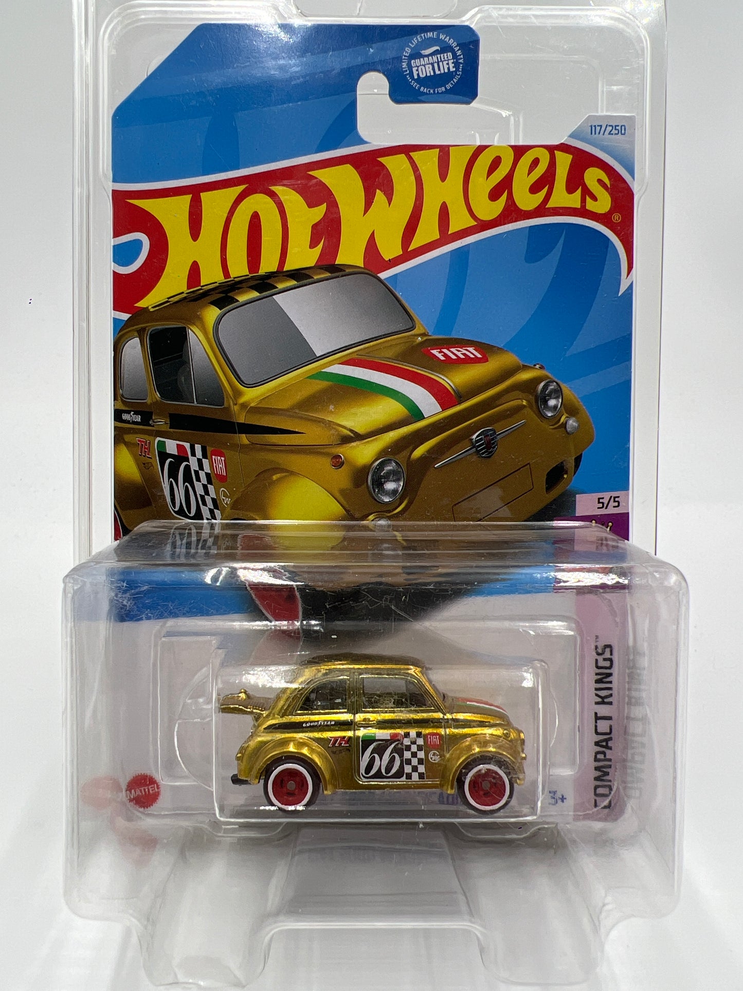2024 Hot Wheels Super Treasure Hunt #117 60s Fiat 500D Modificado Gold W/Protector