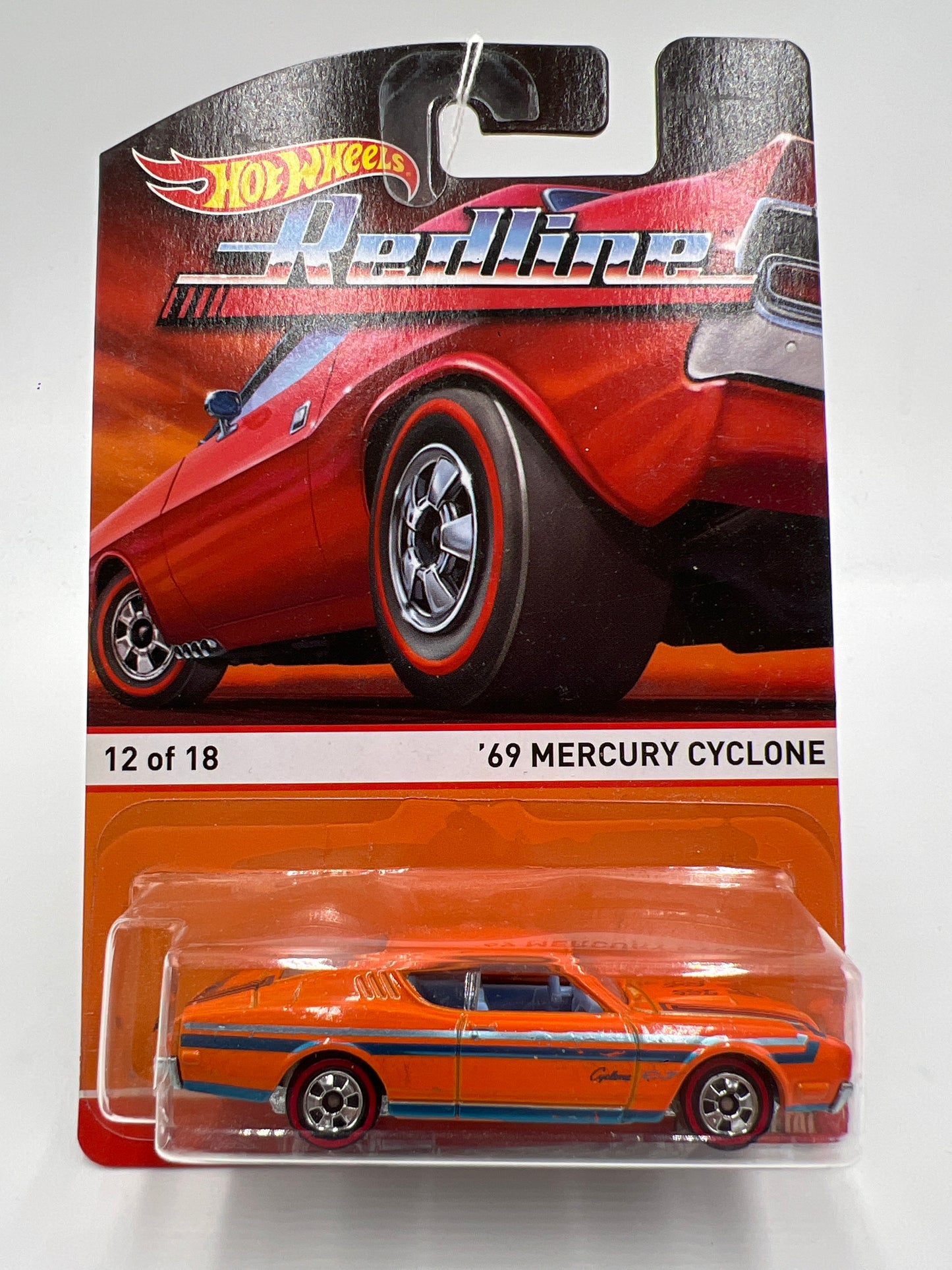 Hot Wheels Heritage Redline #12 69 Mercury Cyclone Orange Cracked Blister 160N