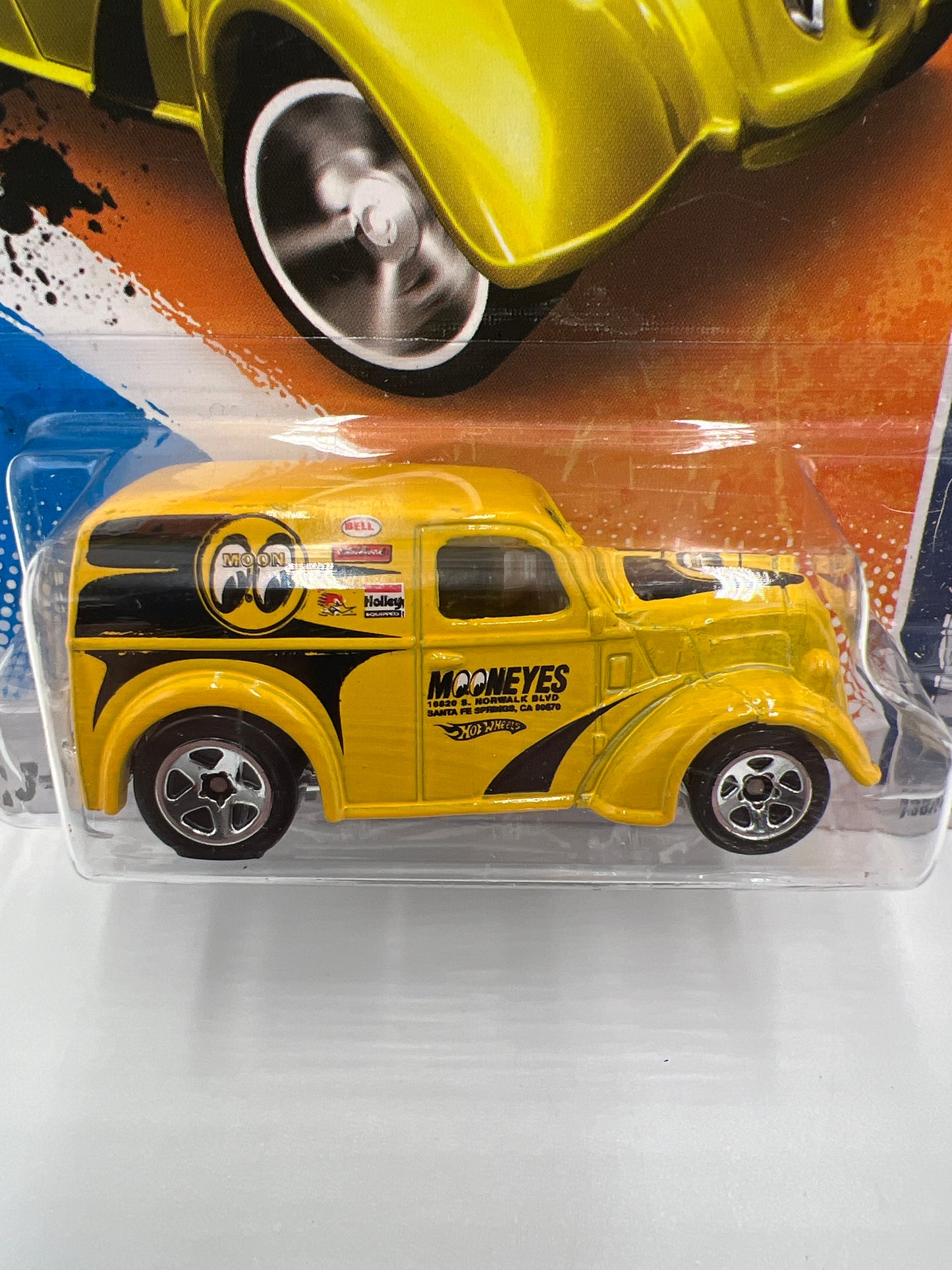 2011 Hot Wheels Performance #138 Anglia Panel Truck Yellow Mooneyes Green Lantern Card 53D
