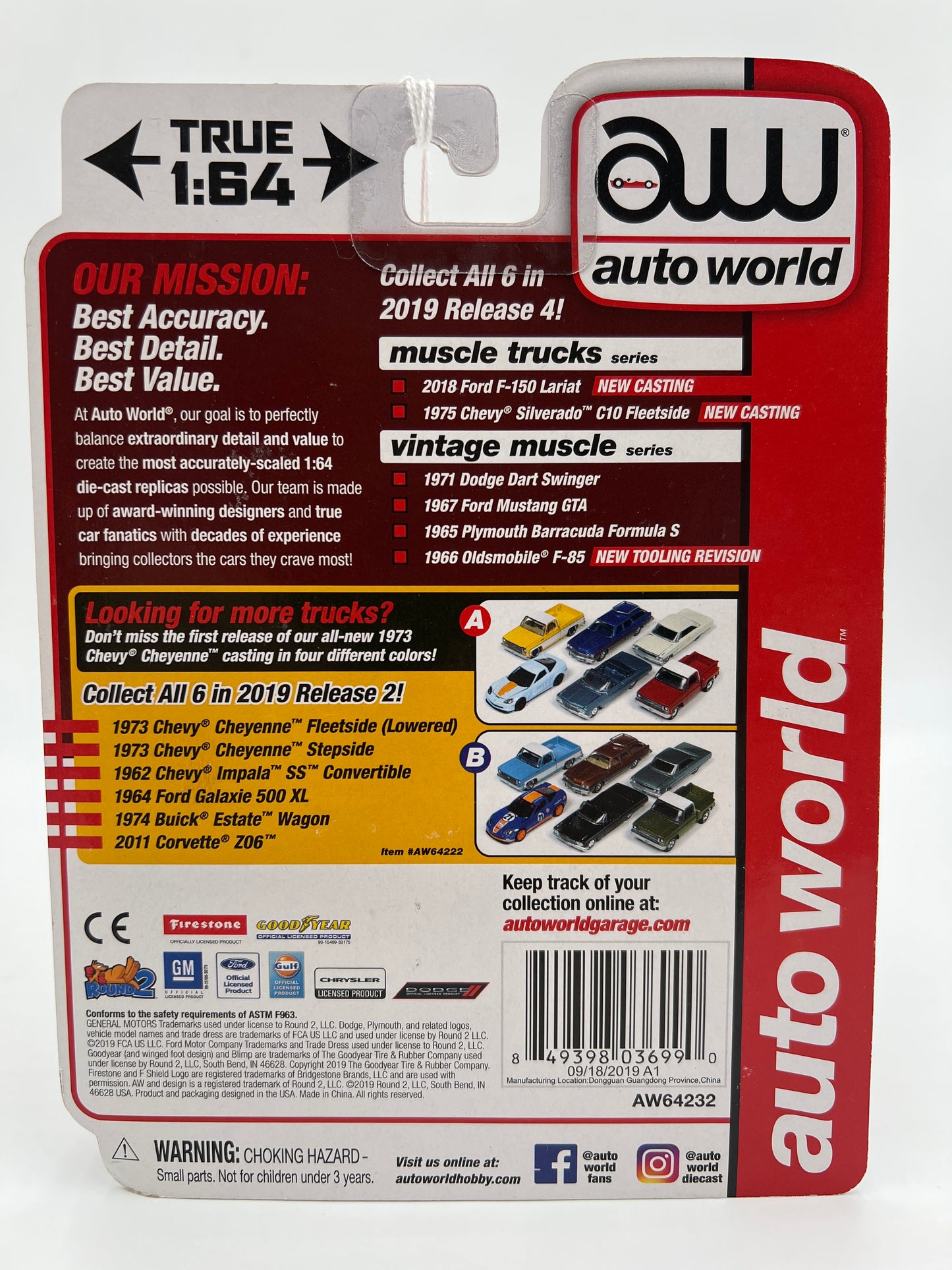 Auto World Muscle Trucks Release 4 Version A 1975 Chevy Silverado C10 Fleetside Red/White