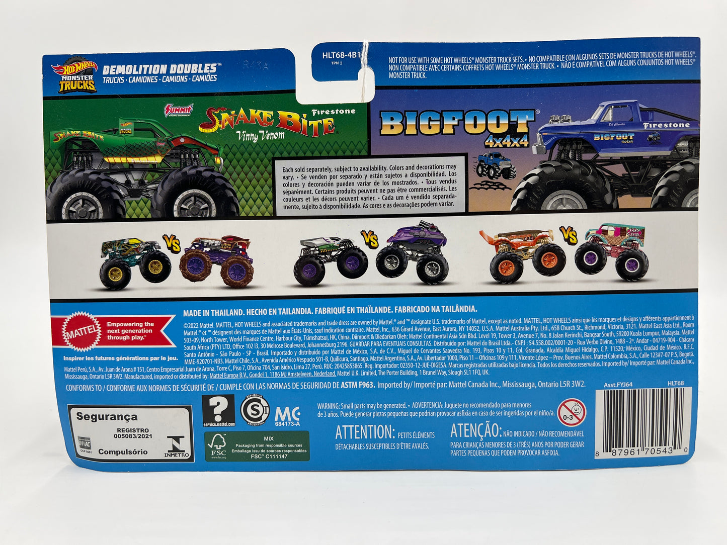 Hot Wheels Monster Trucks Demolition Doubles Snake Bite Vs Bigfoot 4x4x4