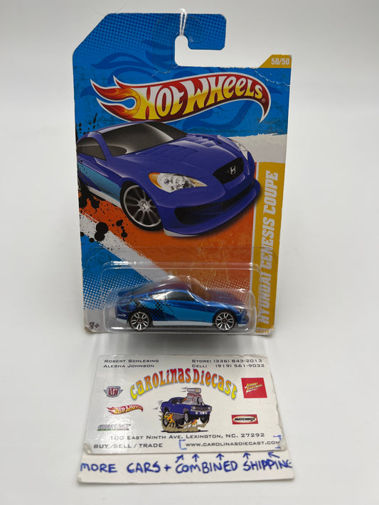 2011 Hot Wheels New Models #50 Hyundai Genesis Coupe Blue Bad Card 66i