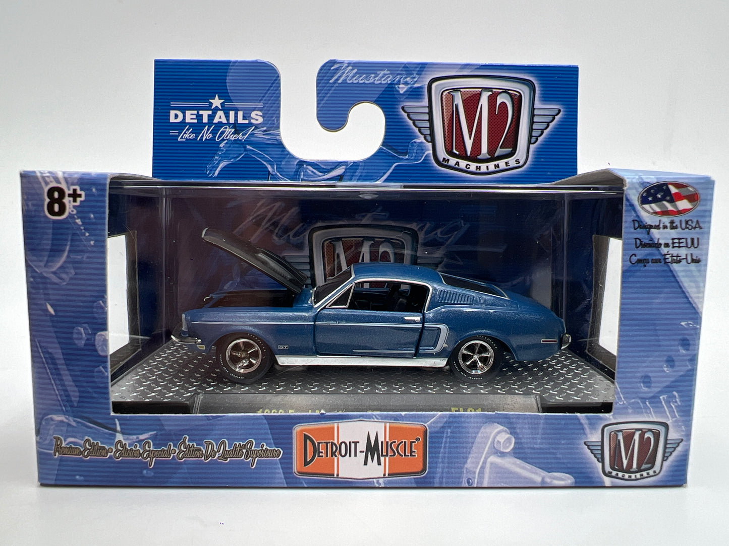 M2 Machines FL01 Fun Lines Exclusive 1/2400 1968 Ford Mustang GT Blue