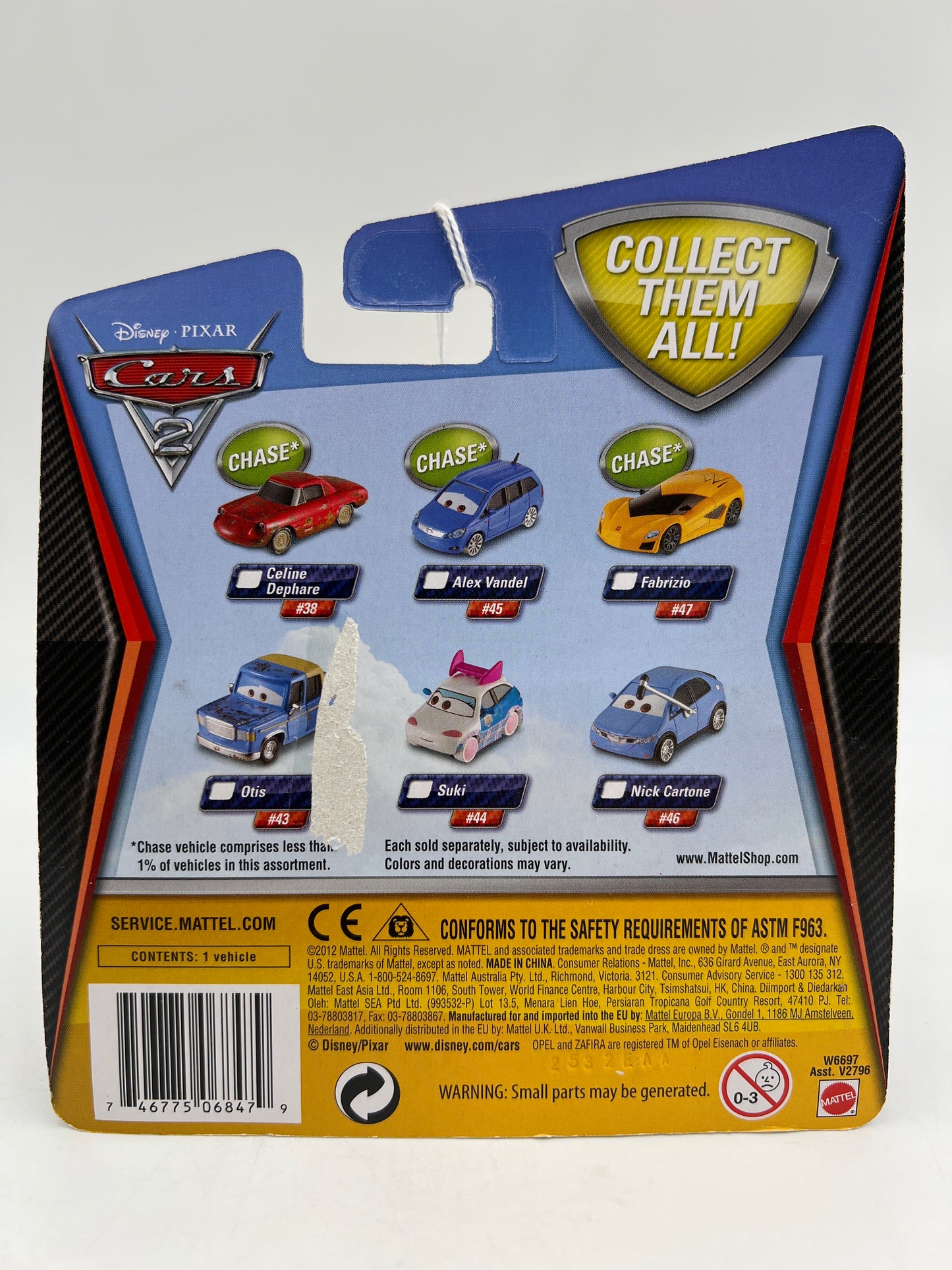 Disney Pixar Cars 2 #47 CHASE Fabrizio Orange