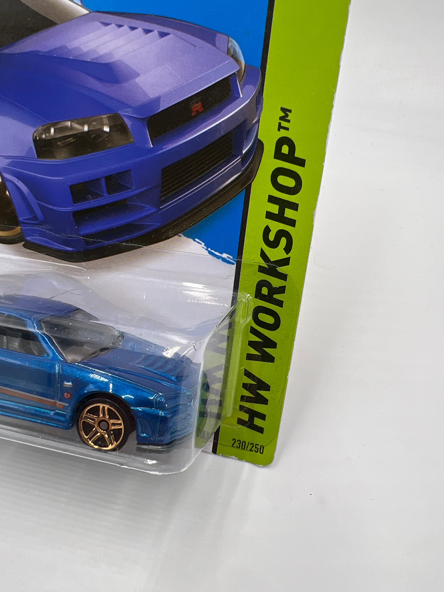 2014 Hot Wheels Workshop #230 Nissan Skyline GT-R R34 Blue W/Protector