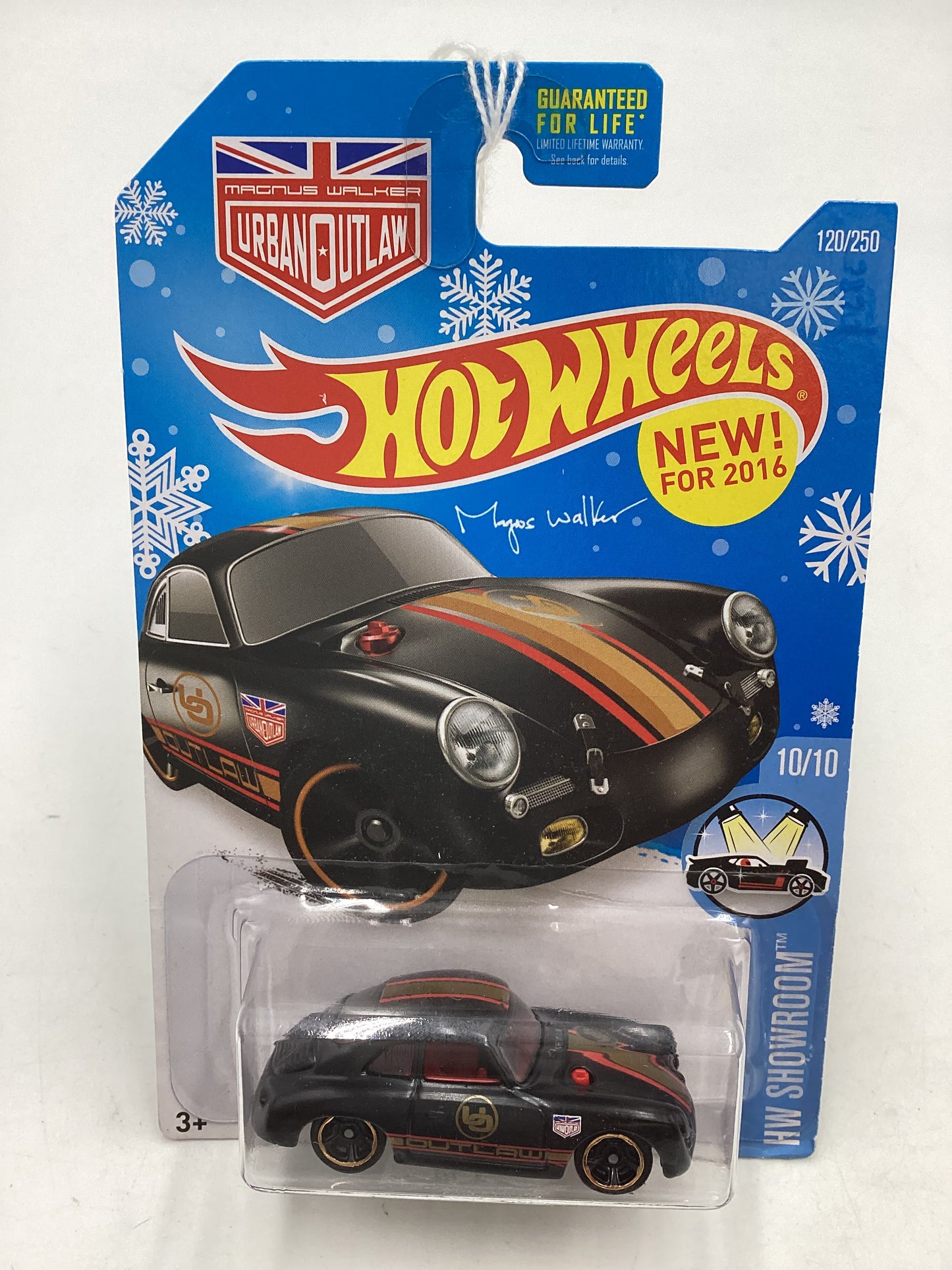 2016 Hot wheels Target Snowflake card #120 Porsche 365A Outlaw Black 238B *Vein on Back*