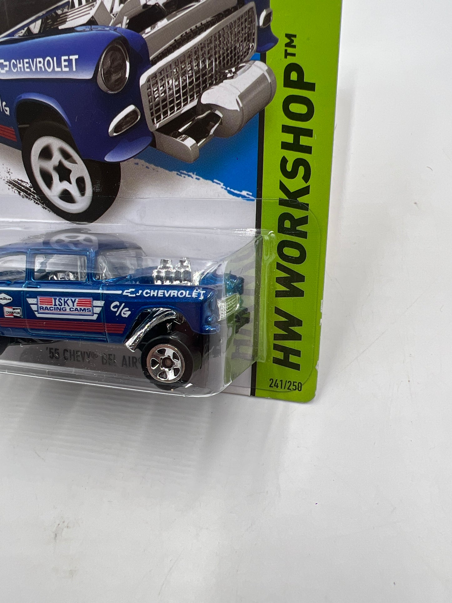 2014 Hot Wheels Workshop #241 55 Chevy Bel Air Gasser Blue *Bad Card* 9H