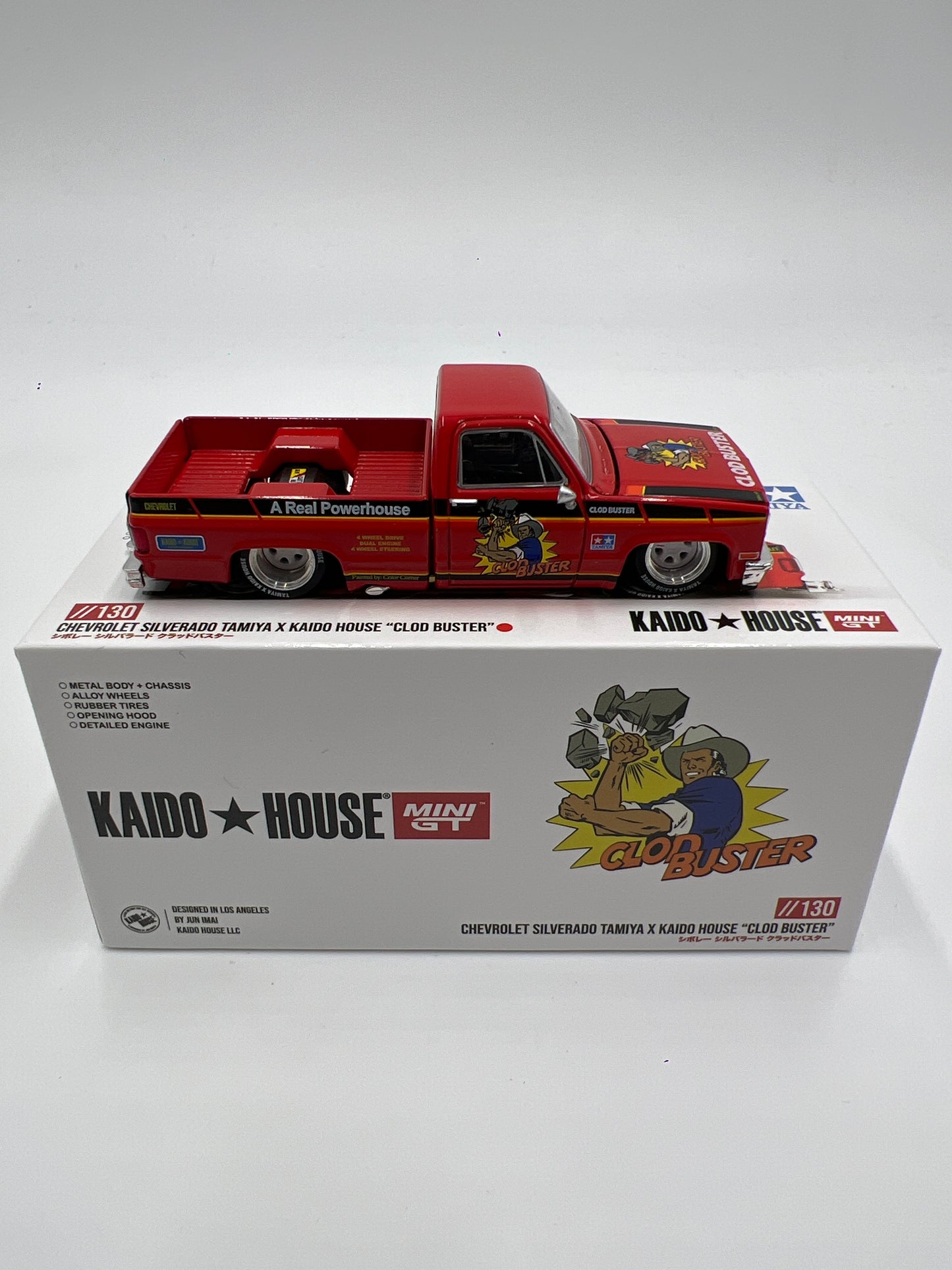 Mini GT x Kaido House #130 Chevrolet Silverado Tamiya x Kaido House Clod Buster Orange