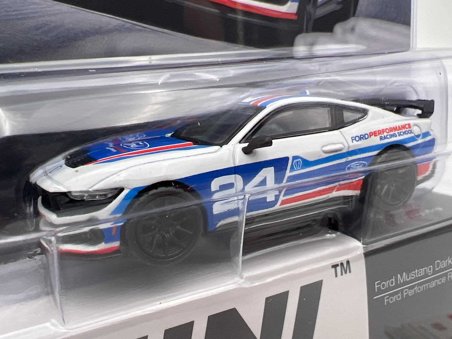Mini GT #1172 Ford Mustang Dark Horse #24 Ford Performance Racing School