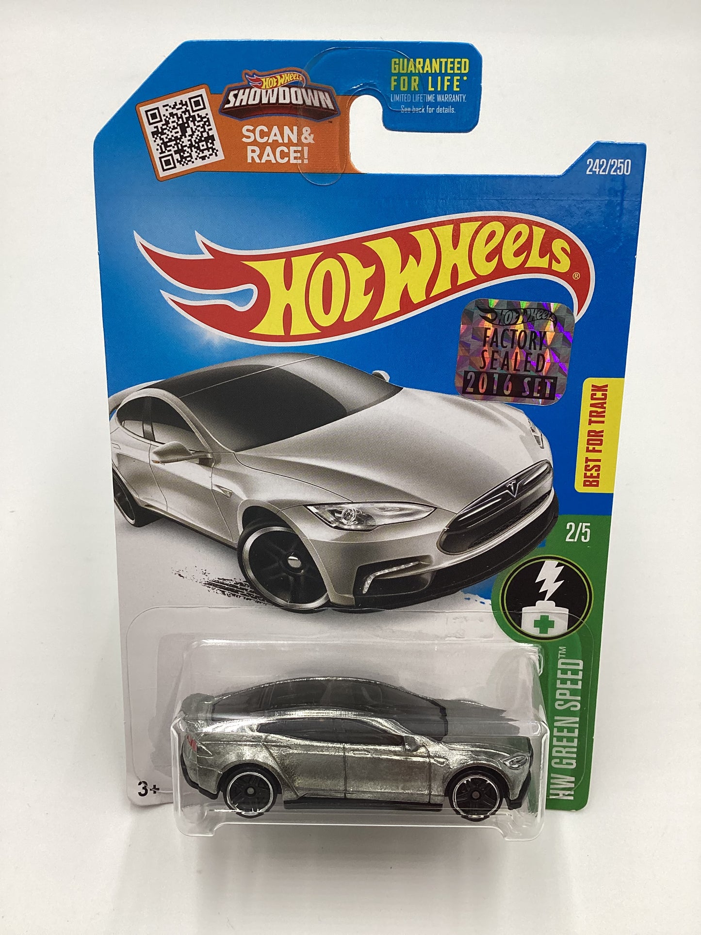 2016 Hot Wheels #242 Tesla Model S Factory Sealed Zamac Walmart Exclusive with protector