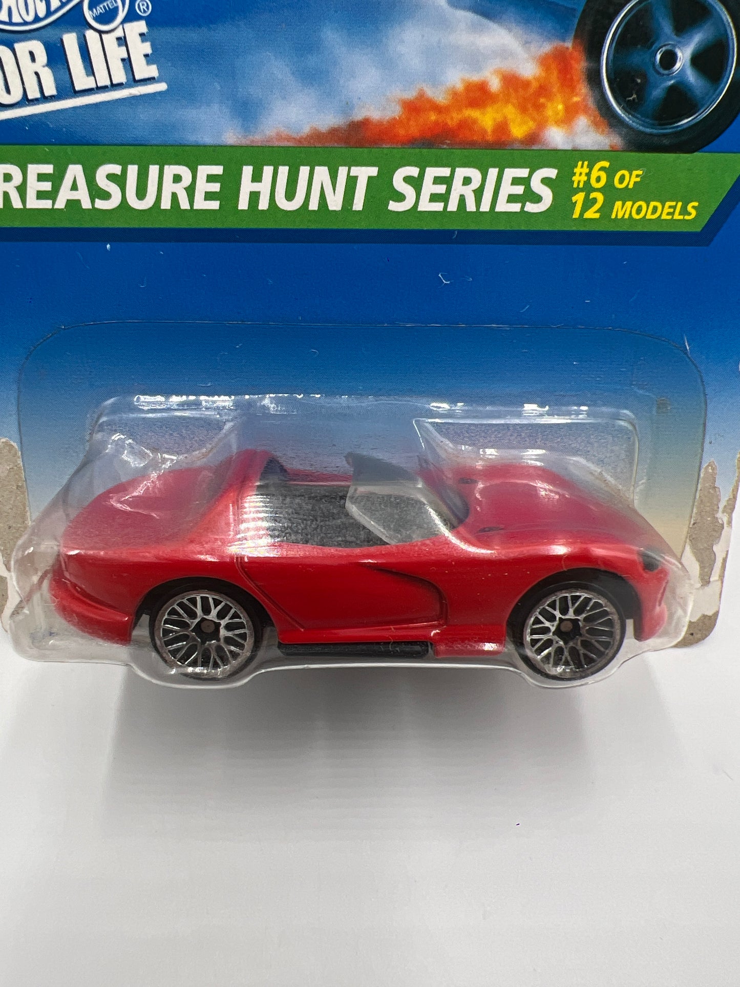 1996 Hot Wheels Treasure Hunt #433 Dodge Viper RT/10 Red Bad Card 282E