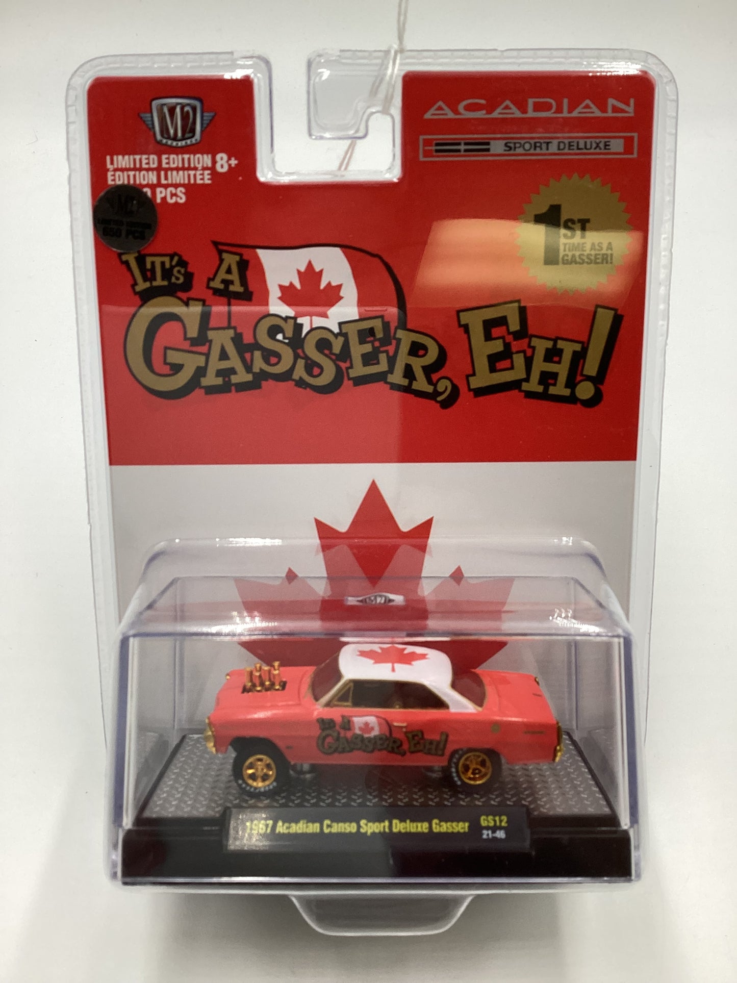 2022 M2 MACHINES ITS A GASSER 1967 ACADIAN CANSO SPORT DELUXE GASSER RED GS12 CHASE