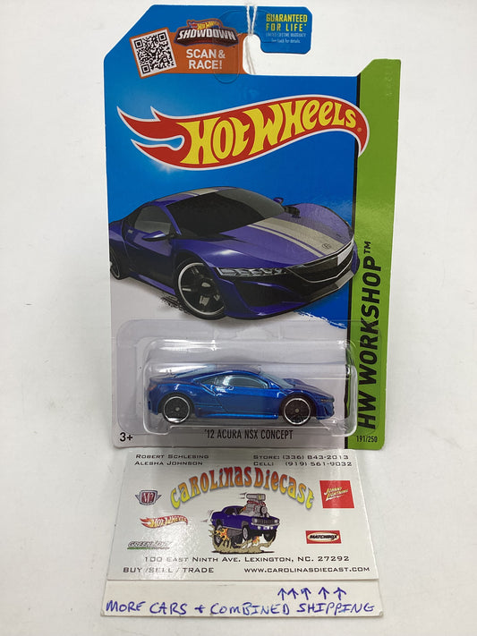 2015 Hot wheels Workshop #191 12 Acura NSX Concept Blue 108C