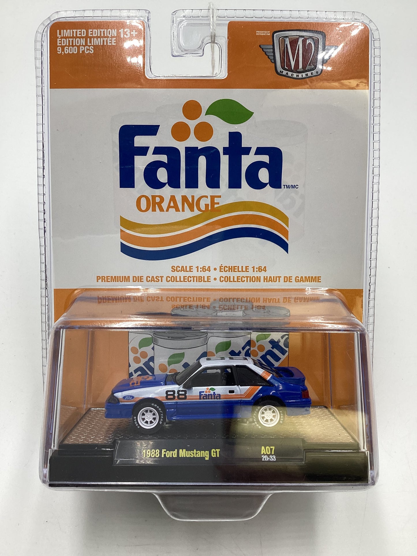 M2 Machines Fanta 1988 Ford Mustang GT Blue/White A07 203E