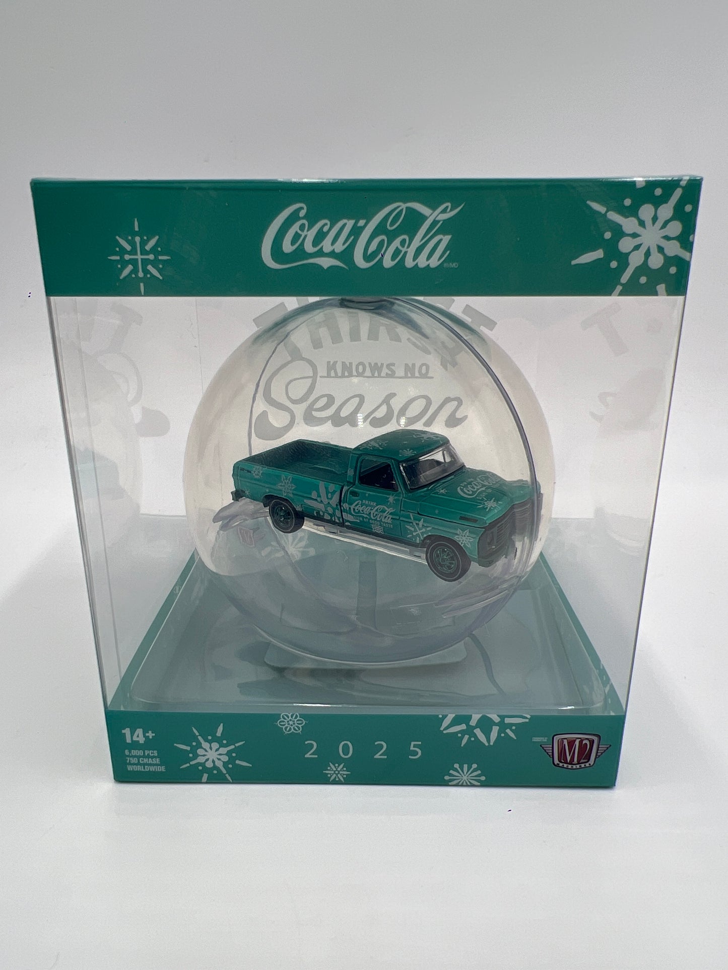 2025 M2 Machines Coca Cola Holiday Christmas Ornaments CHASE 1969 Ford F-100 Ranger Light Blue
