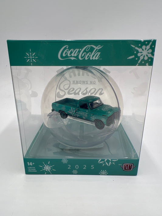 2025 M2 Machines Coca Cola Holiday Christmas Ornaments CHASE 1969 Ford F-100 Ranger Light Blue