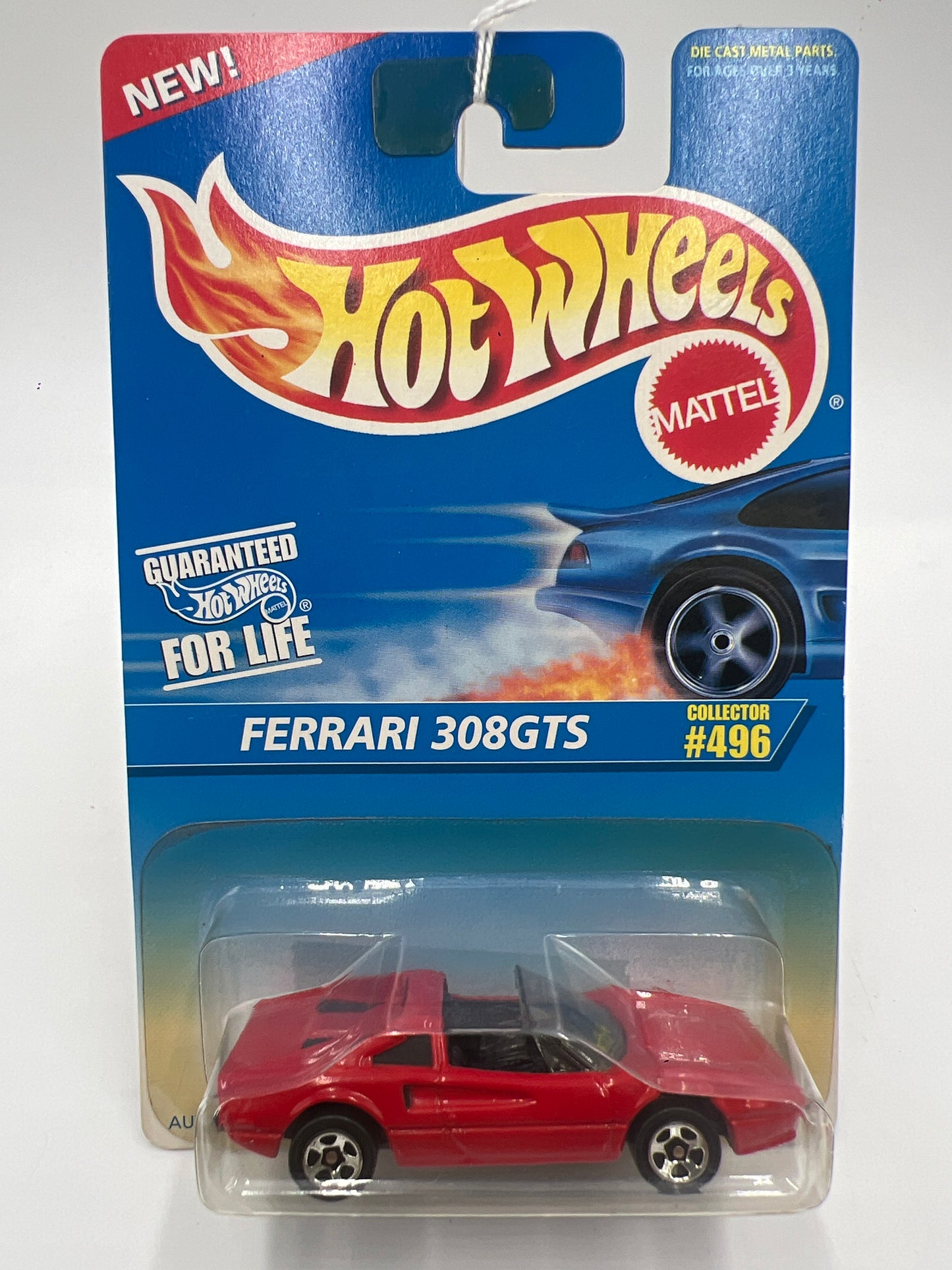 1996 Hot Wheels #496 Ferrari 308GTS Red *Yellowed Blister*