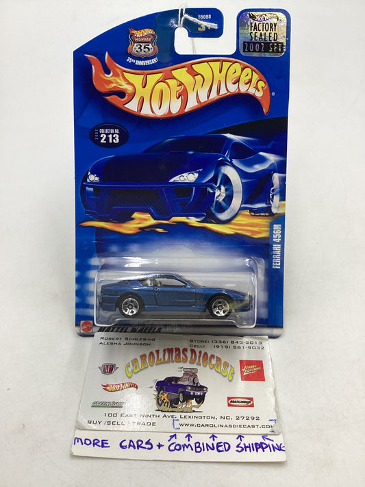 2002 Hot Wheels #213 Ferrari 456M Blue 5SP Wheels Factory Sealed