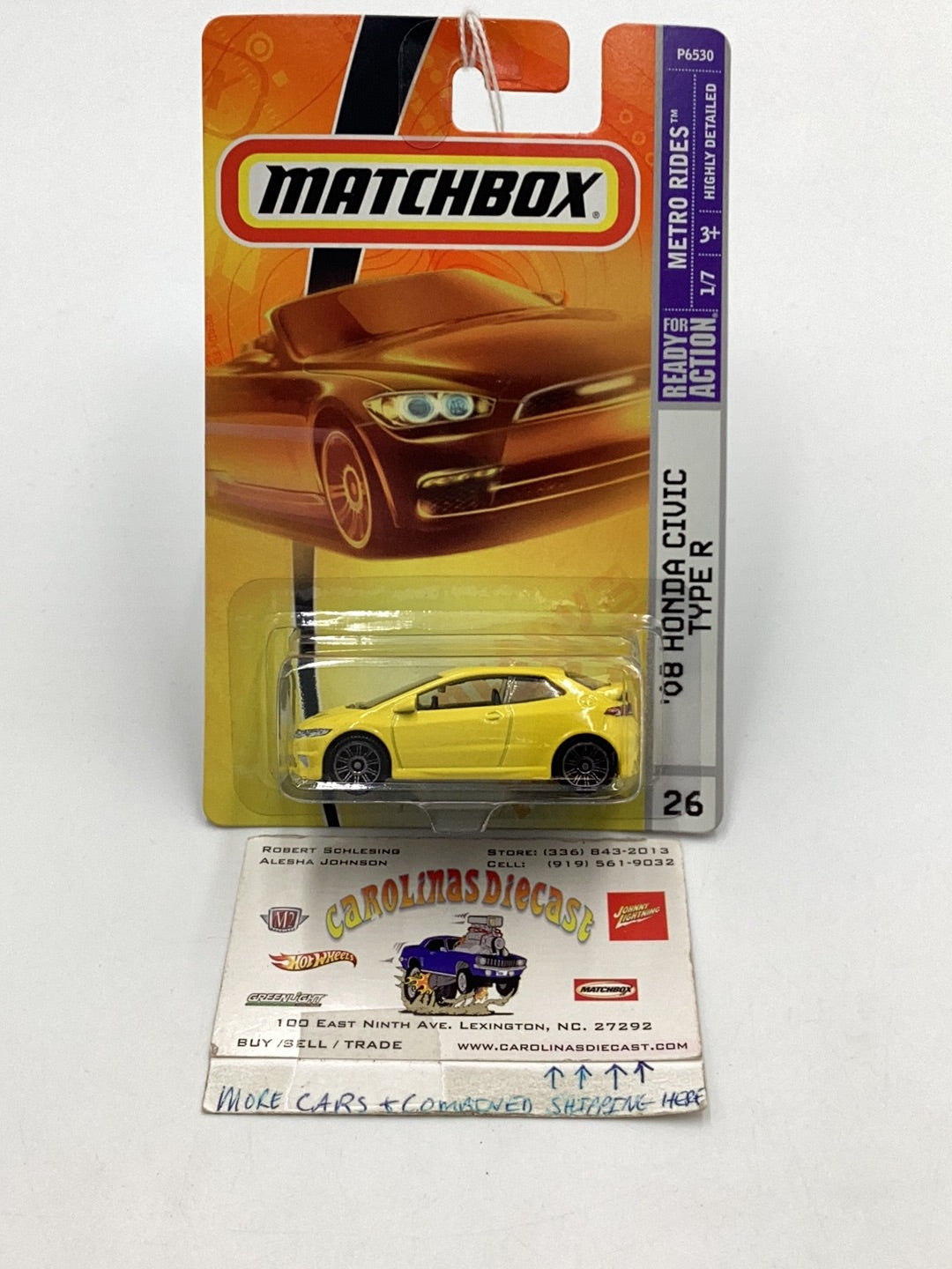 Matchbox #26 08 Honda Civic Type R yellow 210A