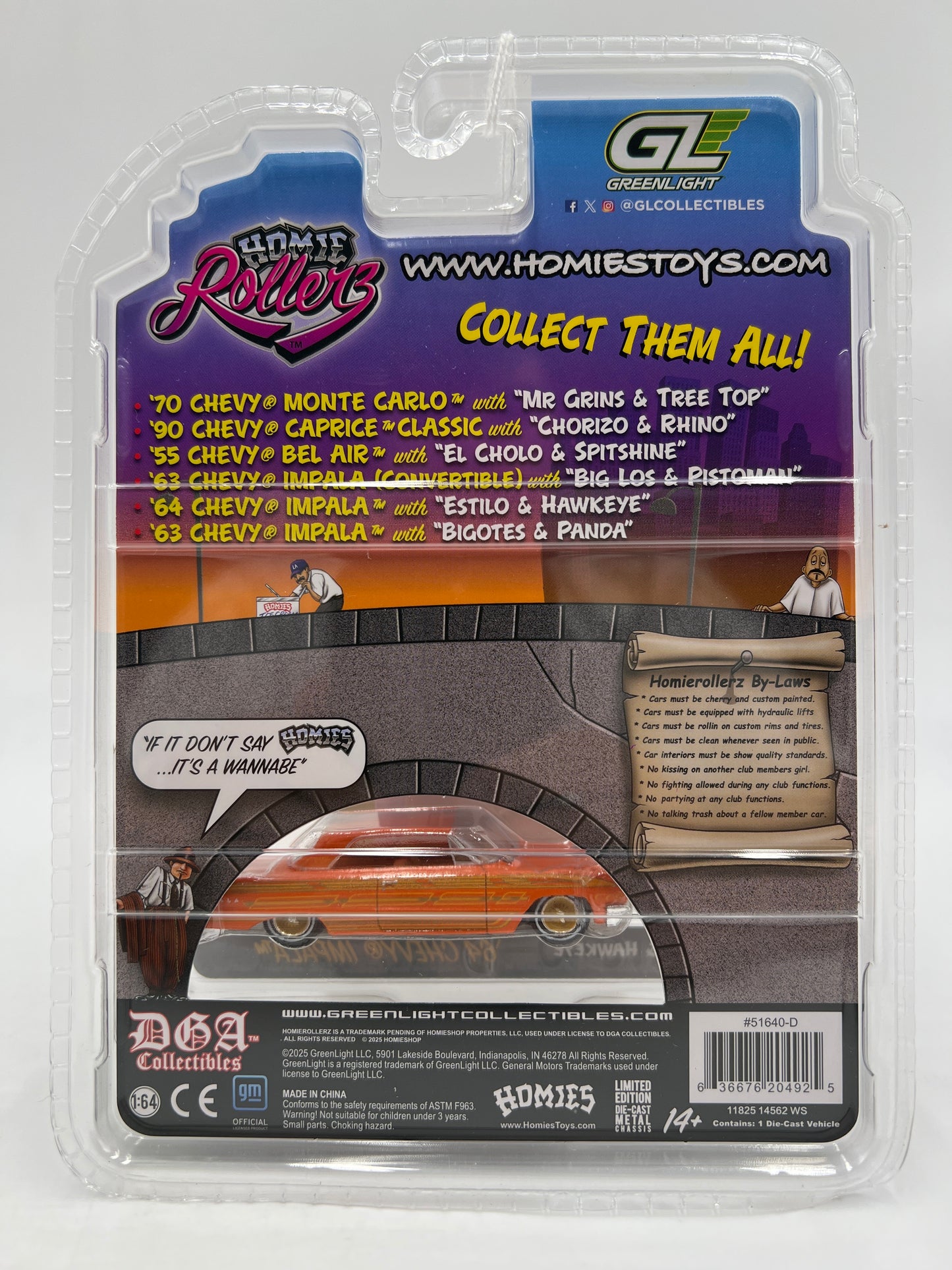 Greenlight x DGA Homie Rollerz 64 Chevy Impala & Estilo/Hawkeye 222E