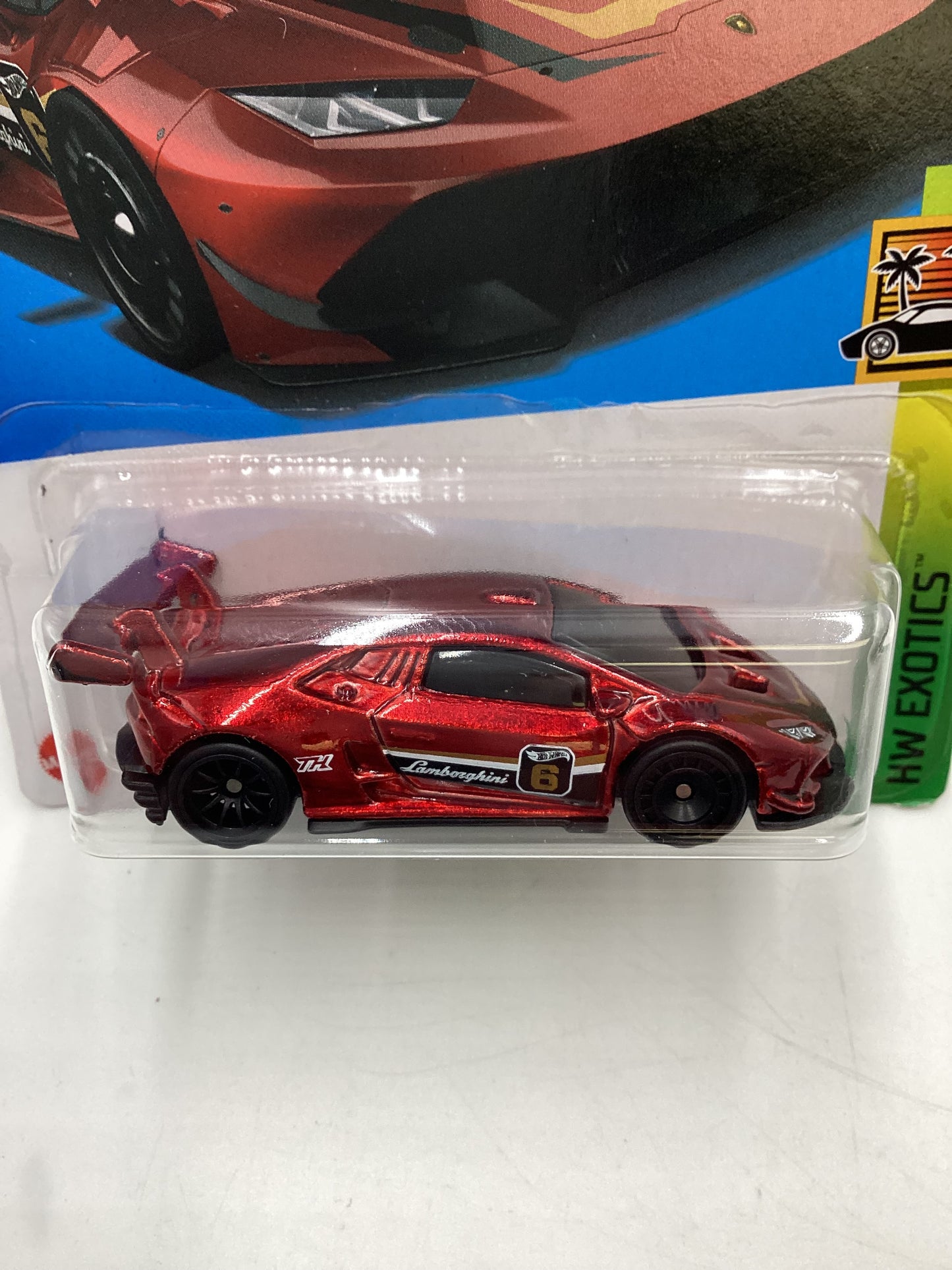 2024 Hot Wheels Super Treasure Hunt #239 Lamborghini Huracan LP 620-2 Super Trofeo Red with protector