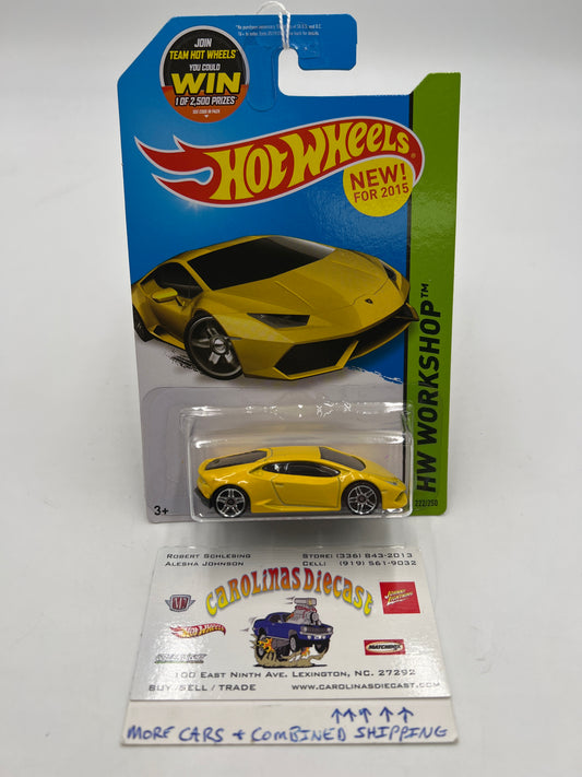 2015 Hot Wheels Workshop #222 Lamborghini Huracan LP 610-4 Yellow 101A