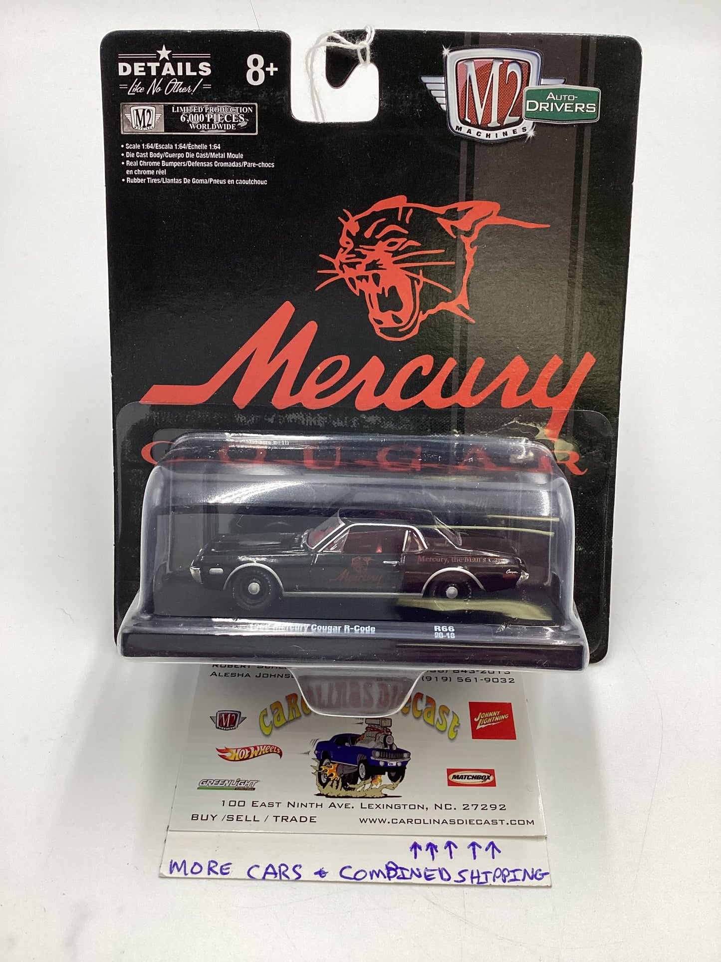 M2 Machines Auto Drivers 1966 Mercury Cougar R-Code Black R66 193B