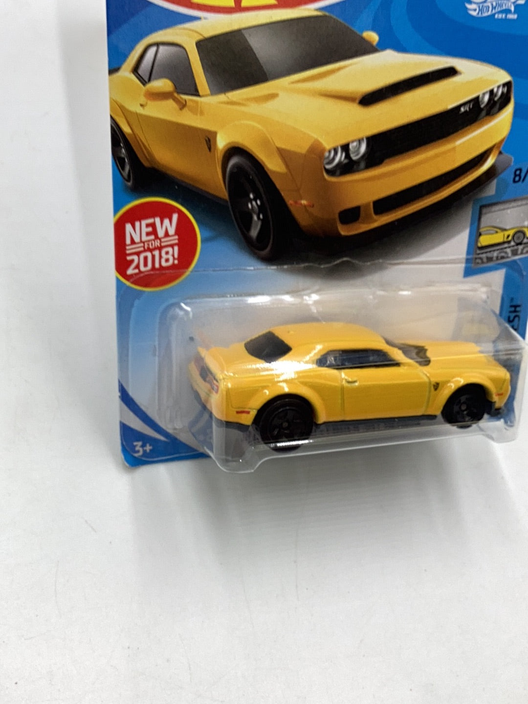 2018 Hot Wheels #319 18 Dodge Challenger SRT Demon 46H creased card