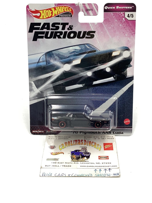 Hot wheels fast and furious Quick Shifters 4/5 70 Plymouth AAR Cuda 247G