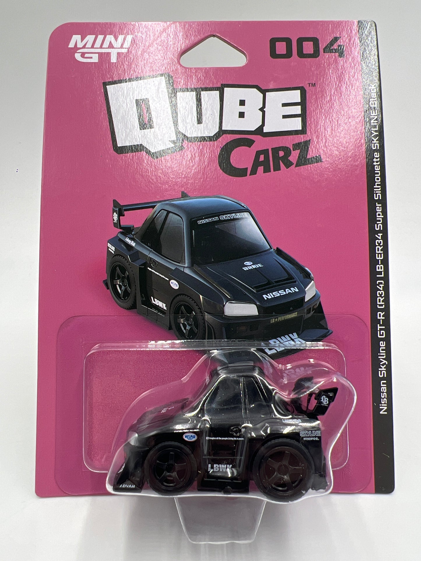 Mini GT Qube Carz Liberty Walk #4 Nissan GT-R R34 LB-ER34 Super Silhouette Skyline Black 177G