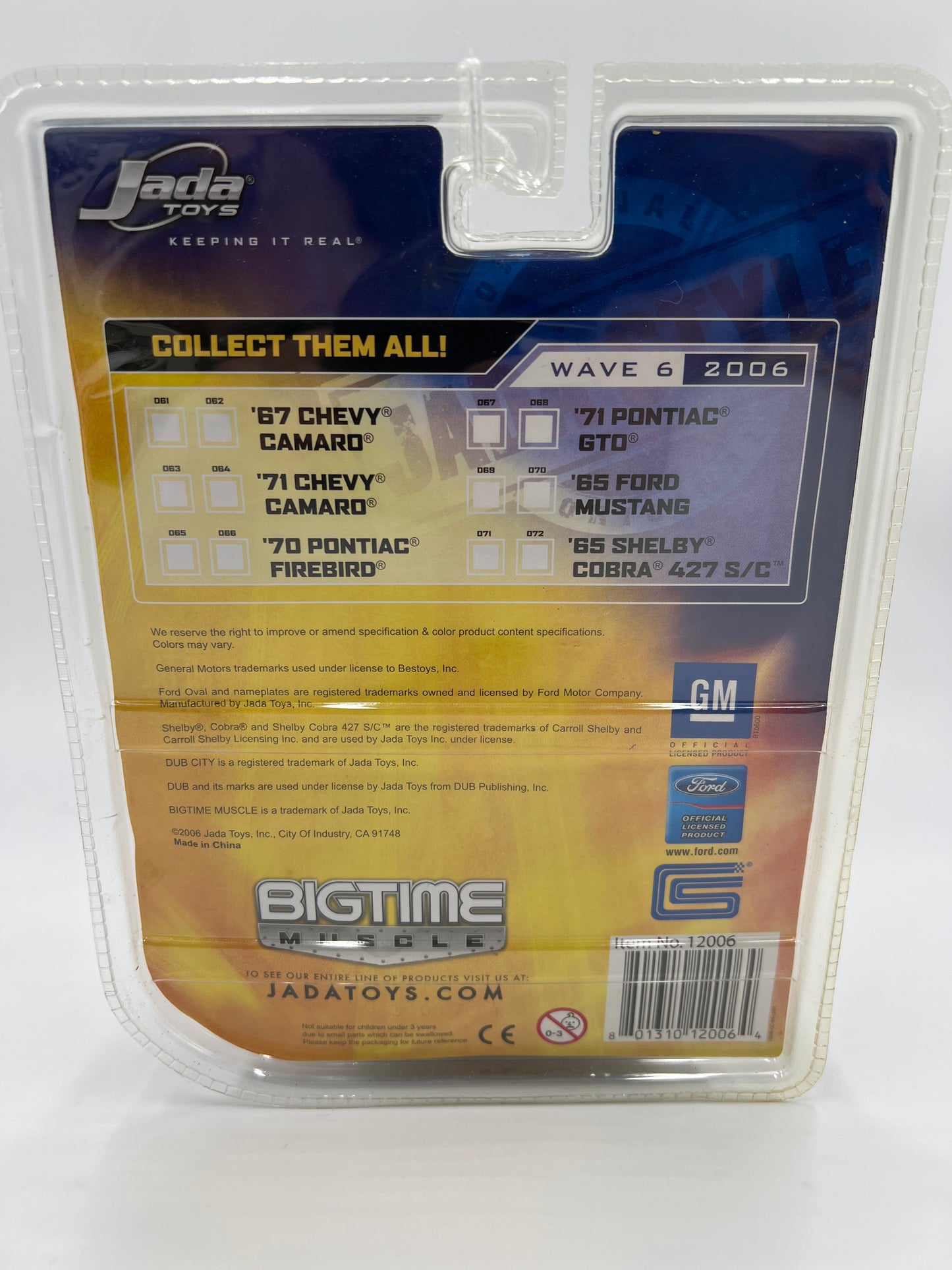 2006 Jada Big Time Muscle Wave 6 #68 71 Pontiac GTO Yellow 188D