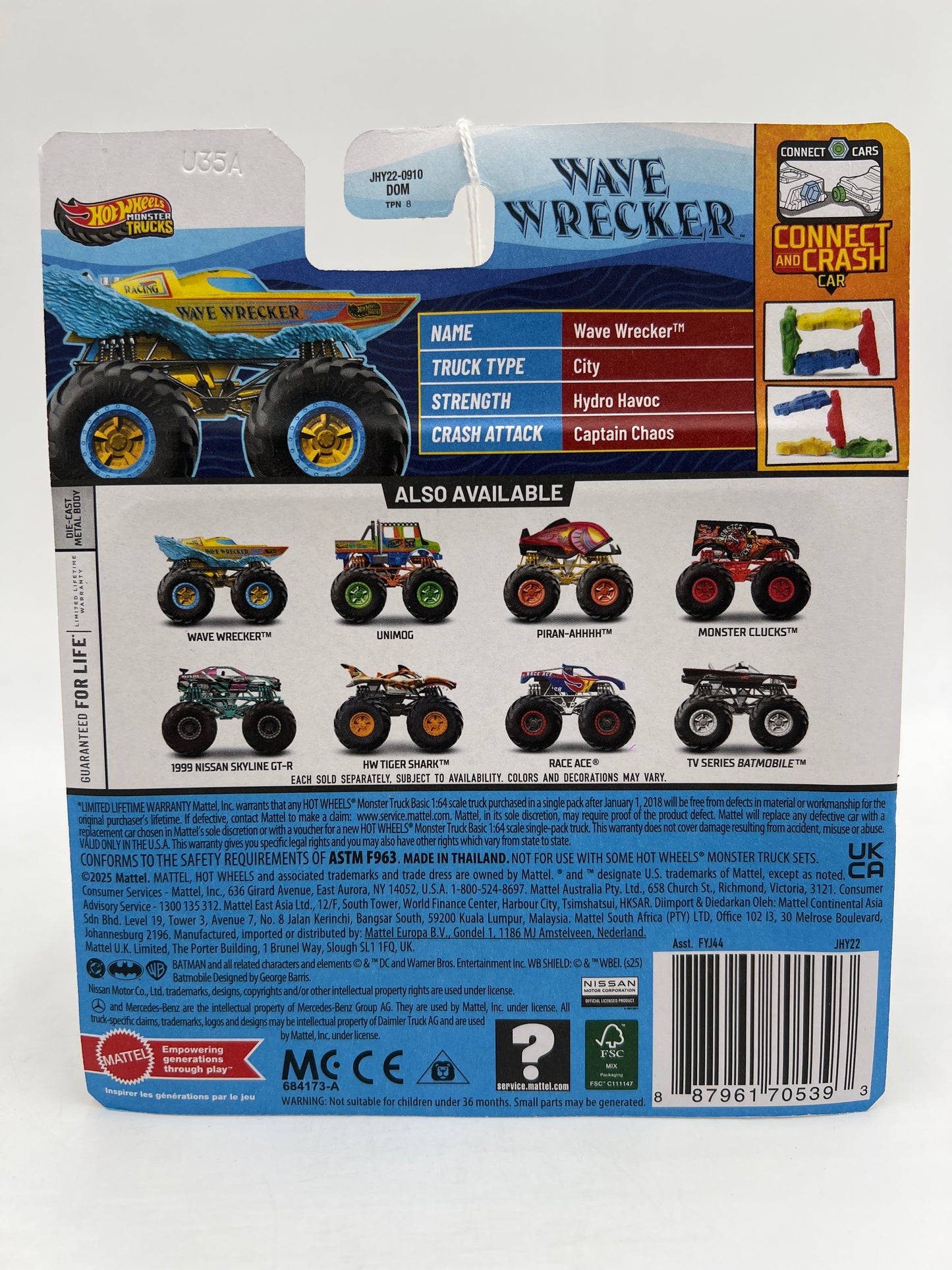 2026 Hot Wheels Monster Trucks HWMT Back To Basics #1 Wave Wrecker 126D