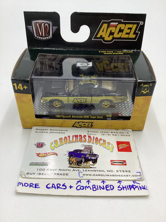 M2 Machines Accel CHASE 1/750 1968 Plymouth Barracuda Hemi Super Stock R88 with protector