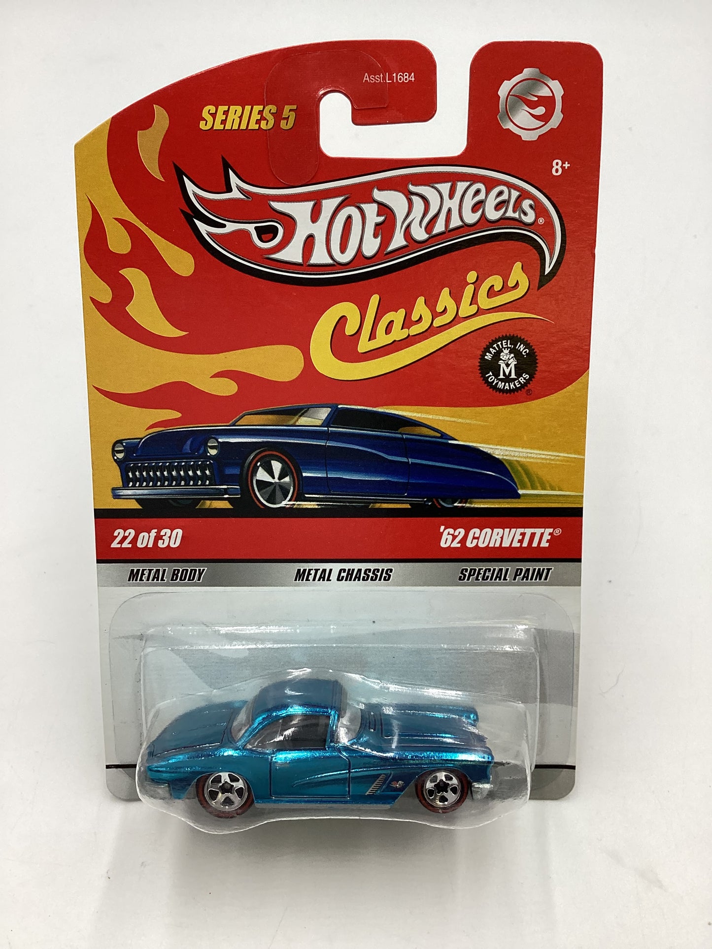 Hot wheels Classics Series 5 #22 62 Corvette Blue with protector