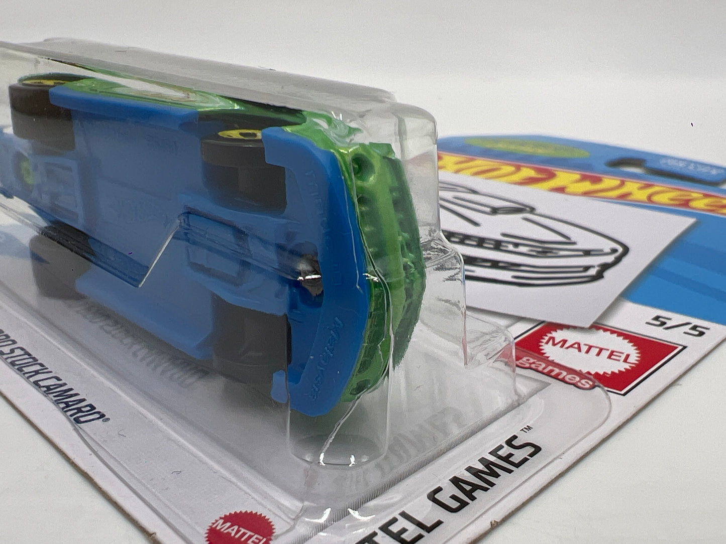 2019 Hot Wheels Kroger Exclusive #149 10 Pro Stock Camaro Green/Yellow Pictionary Sketch Card W/Protectors Cracked Blisters