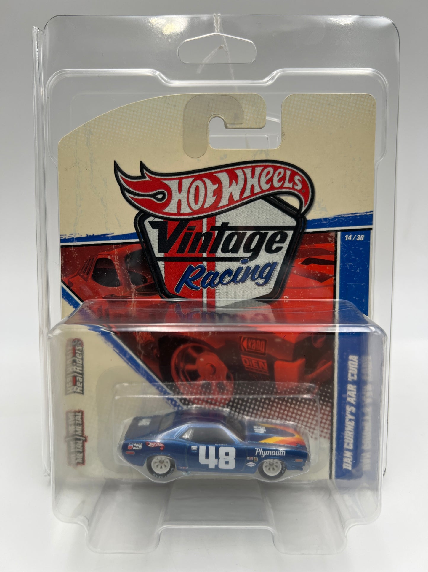 Hot Wheels Premium Vintage Racing #14 Dan Gurneys AAR Cuda Blue W/Protector