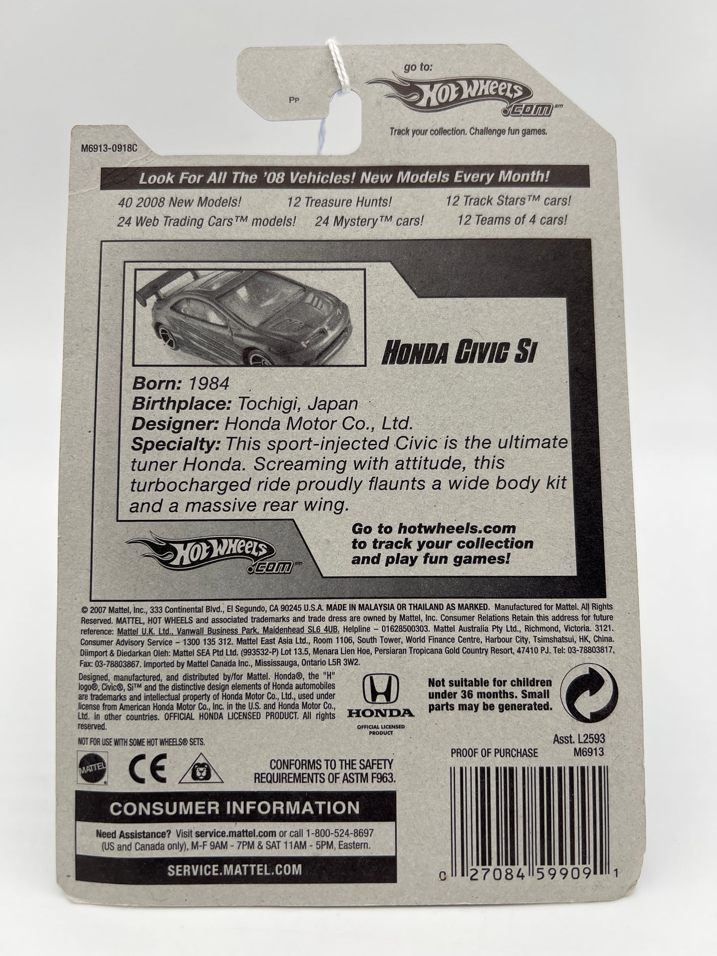 2008 Hot Wheels All Stars #47 Honda Civic Si Gold 79A