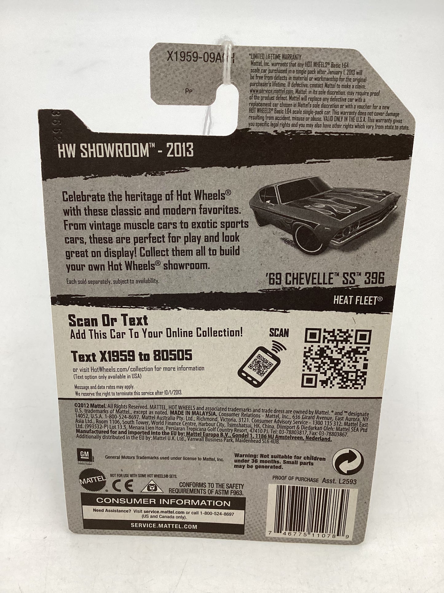 2013 Hot Wheels #214 69 Chevelle SS 396 Red 1C