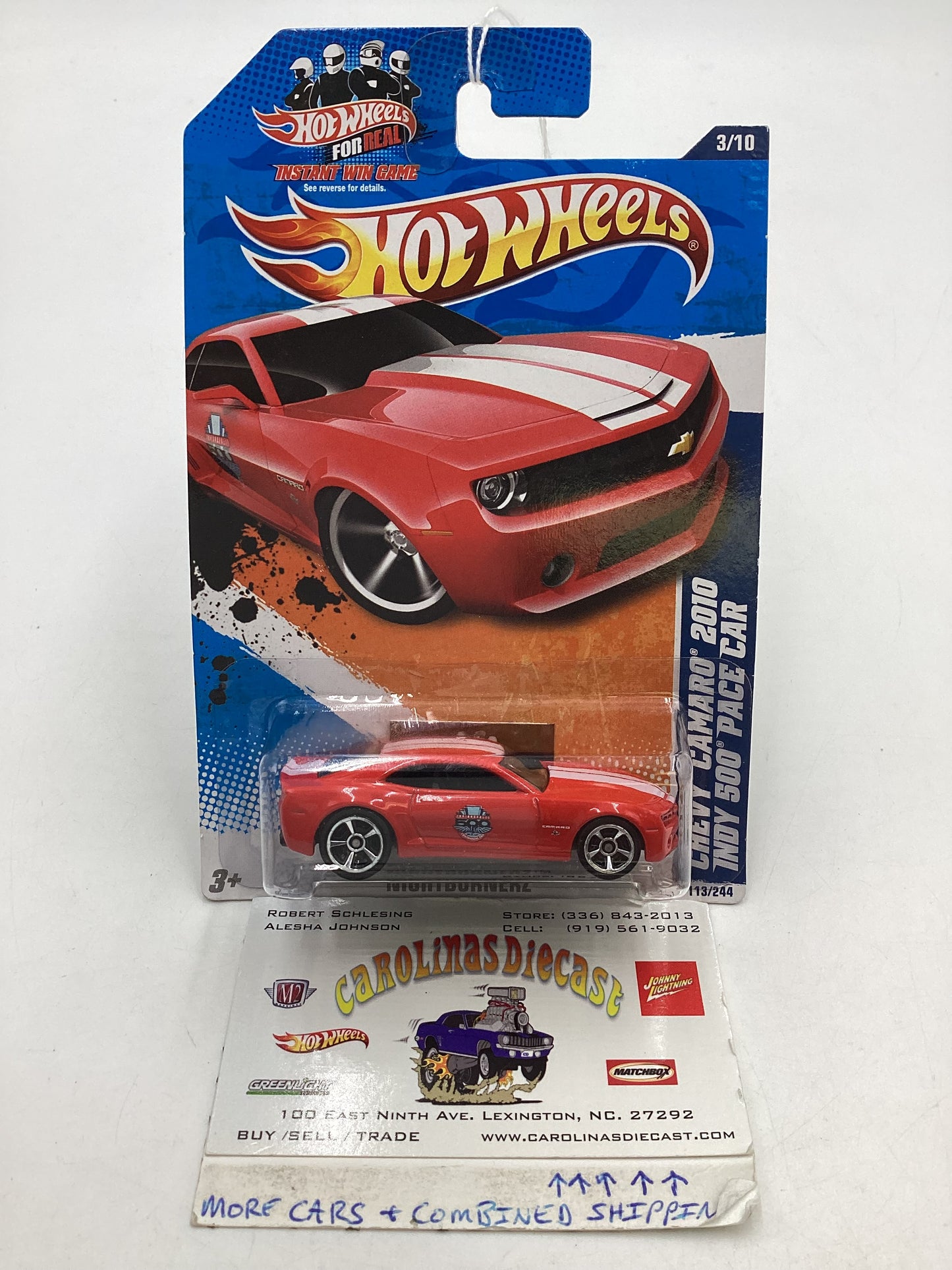 2011 Hot Wheels #113 Red Chevy Camaro 2010 Indy 500 Pace Car 3A