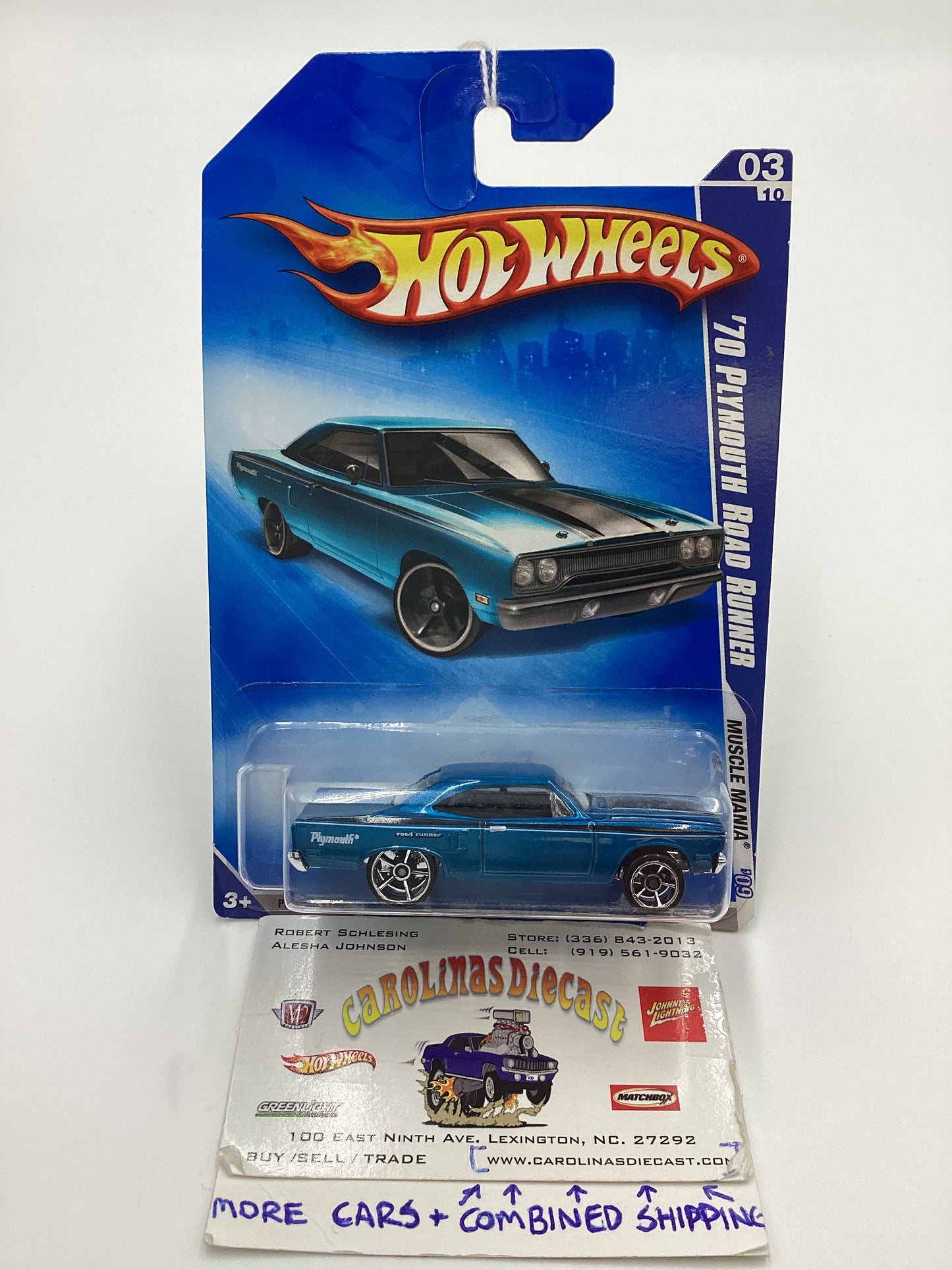 2009 Hot Wheels #079 70 Plymouth Road Runner Blue 46D